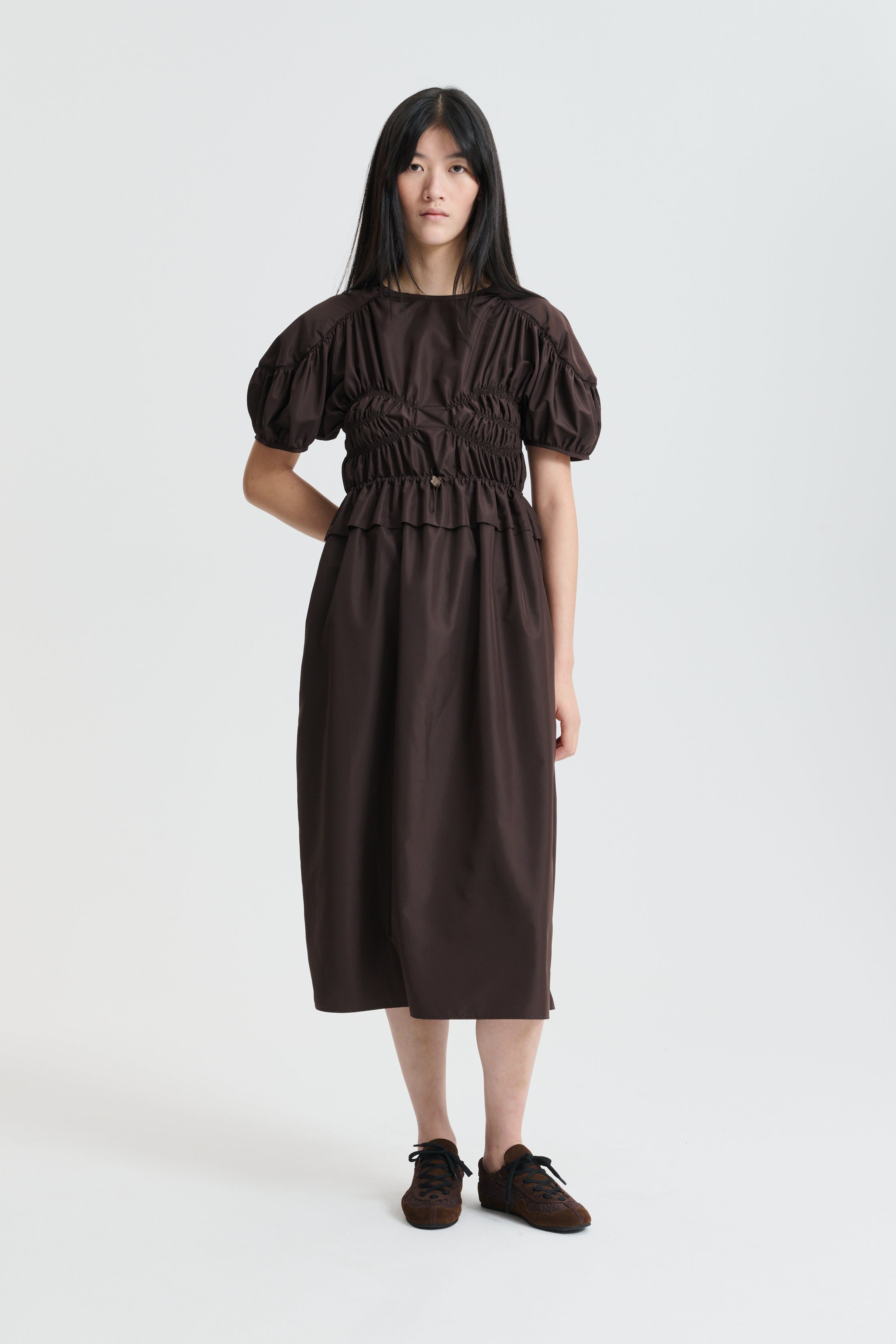 CBBETSY | DRESS RECYCLED FAILLE BROWN