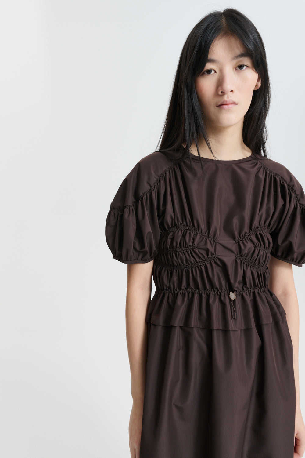 CBBETSY | DRESS RECYCLED FAILLE BROWN