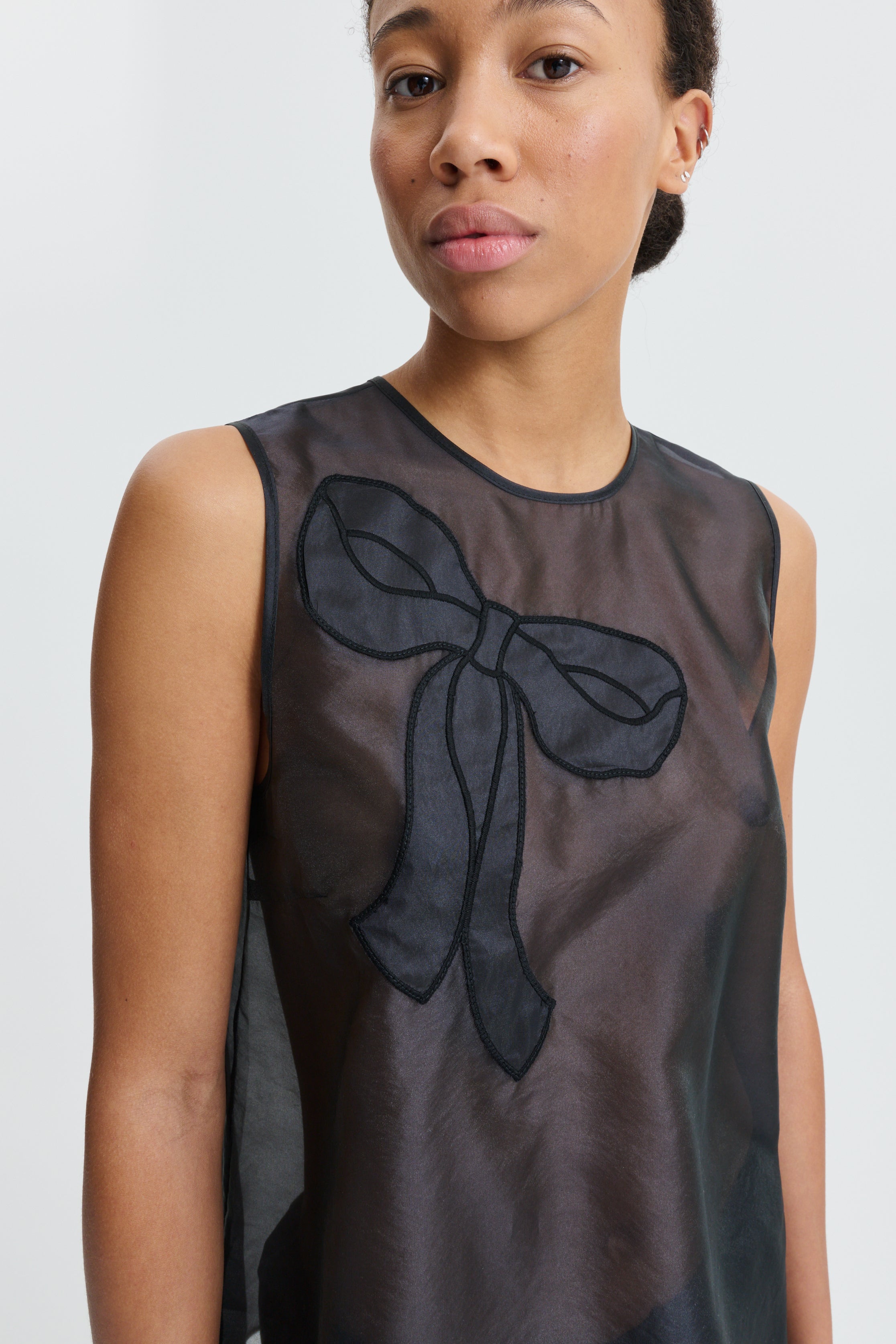 CBALBA | TOP HYBRID ORGANZA BLACK