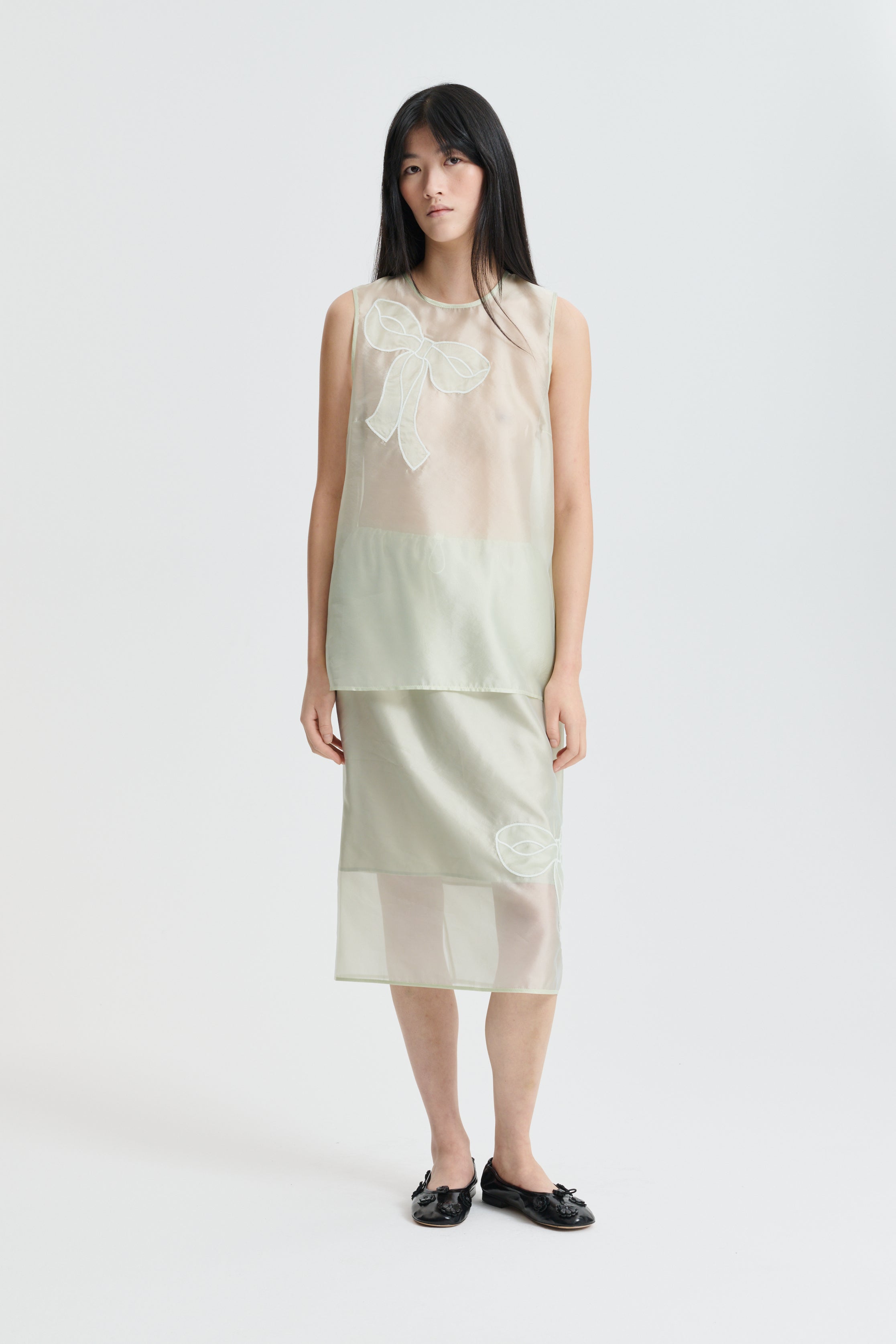 CBALBA | TOP HYBRID ORGANZA PALE GREEN