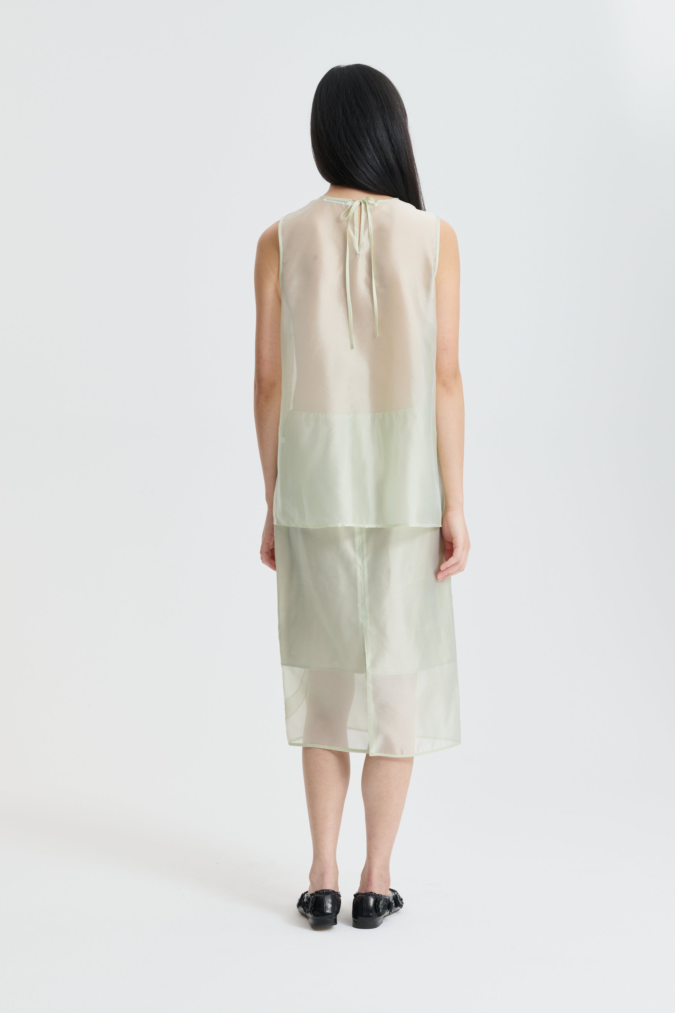 CBALBA | TOP HYBRID ORGANZA PALE GREEN
