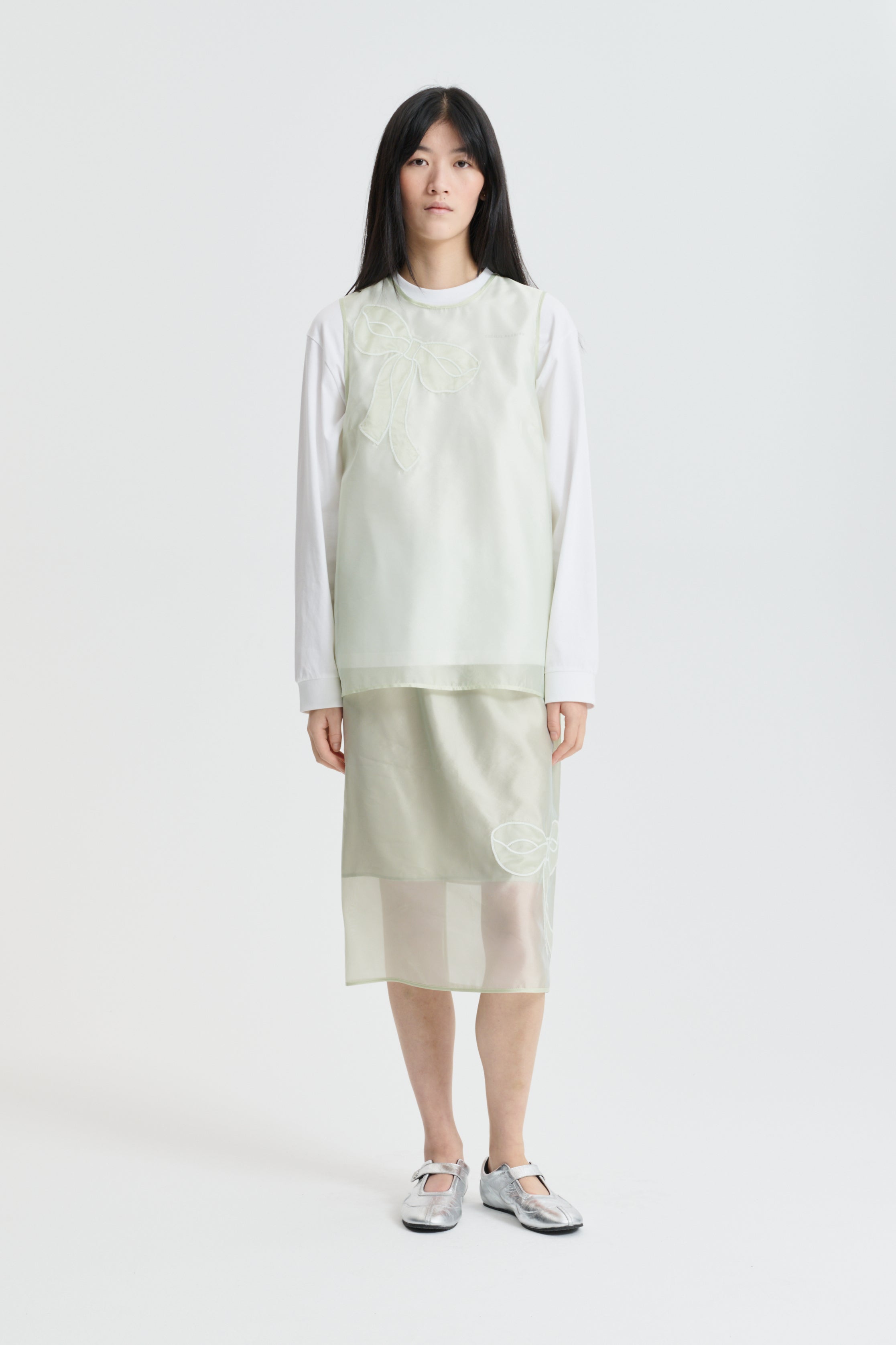 CBALBA | TOP HYBRID ORGANZA PALE GREEN