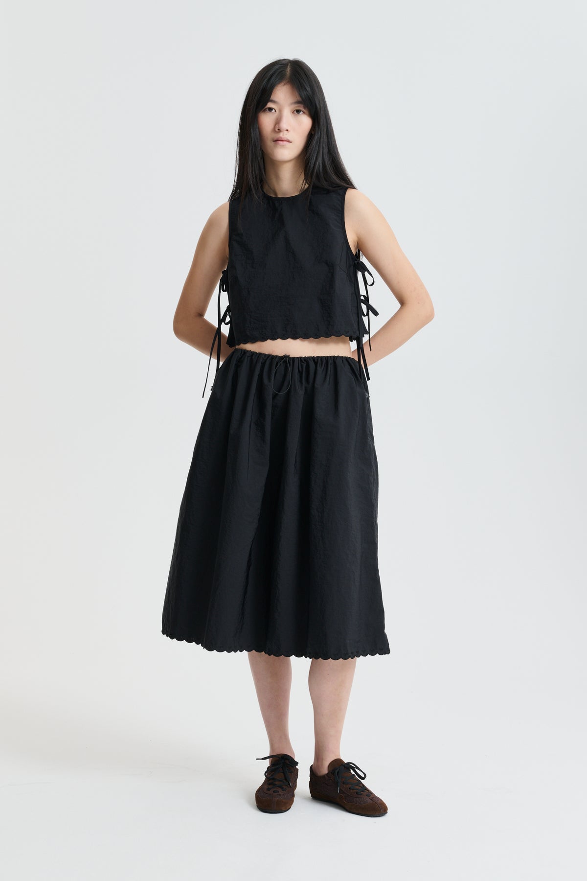 CBFEEBA | TOP EMBROIDERED TAFFETA BLACK
