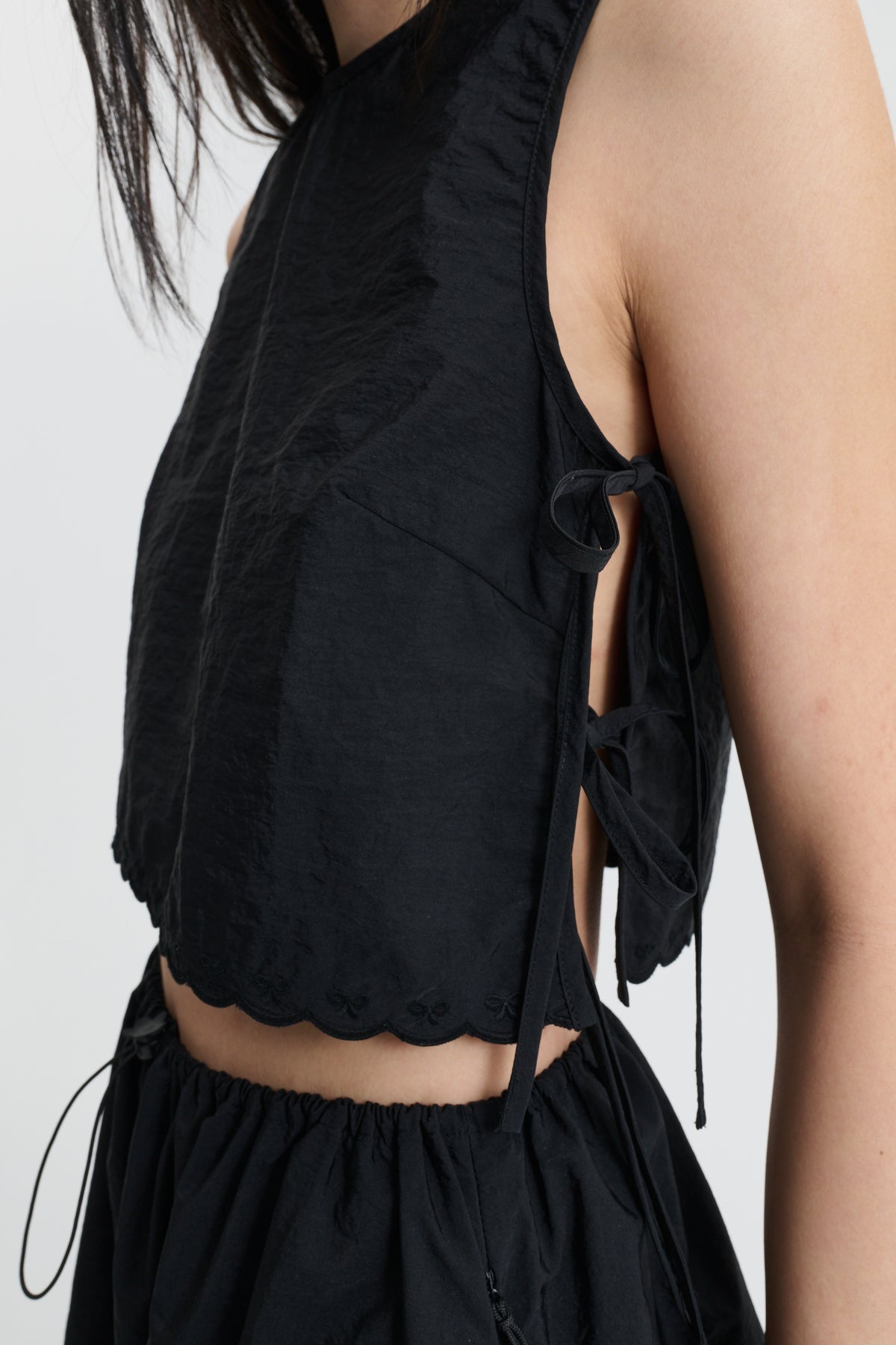 CBFEEBA | TOP EMBROIDERED TAFFETA BLACK