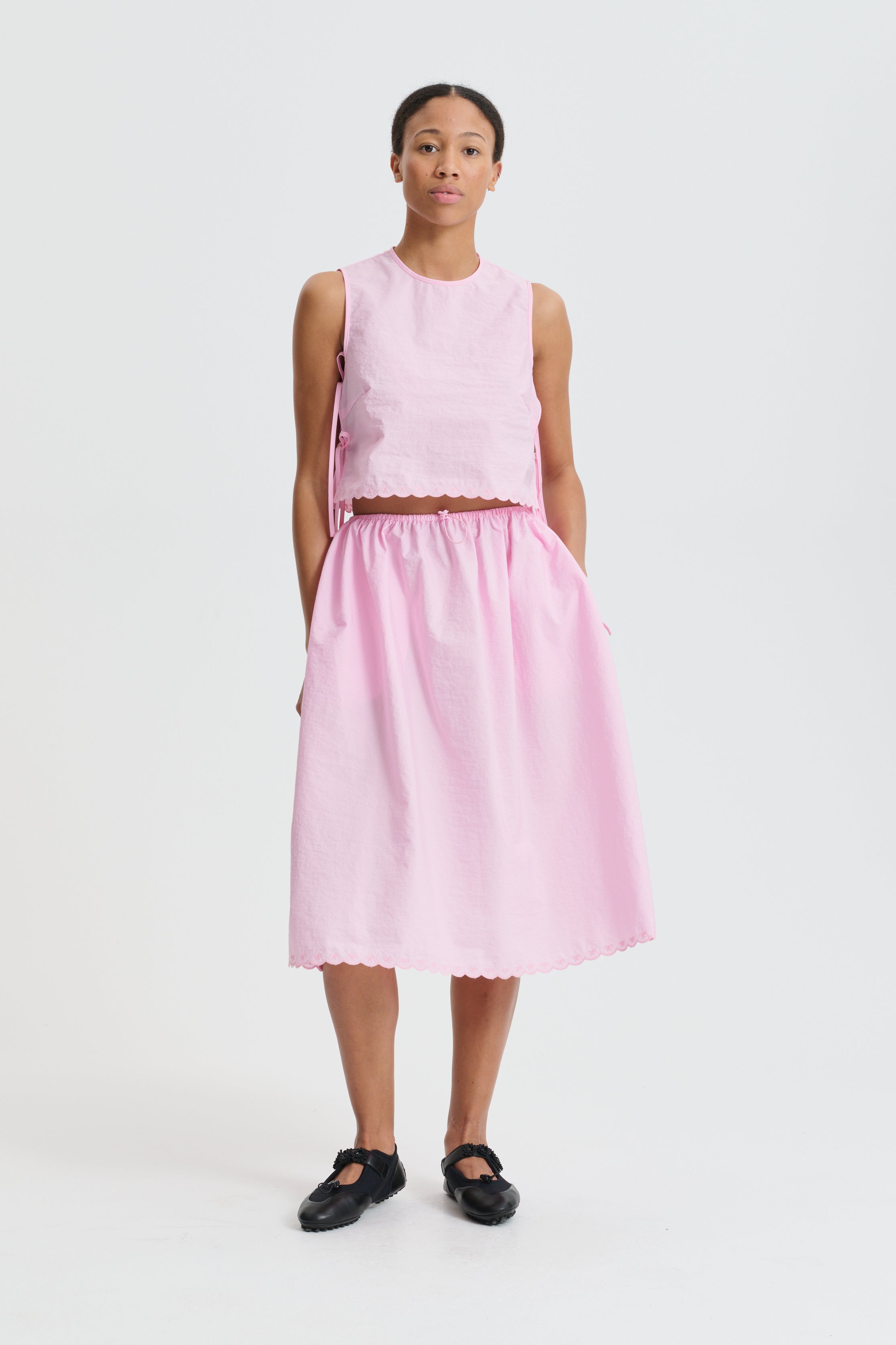 CBFEEBA | TOP EMBROIDERED TAFFETA VIBRANT PINK