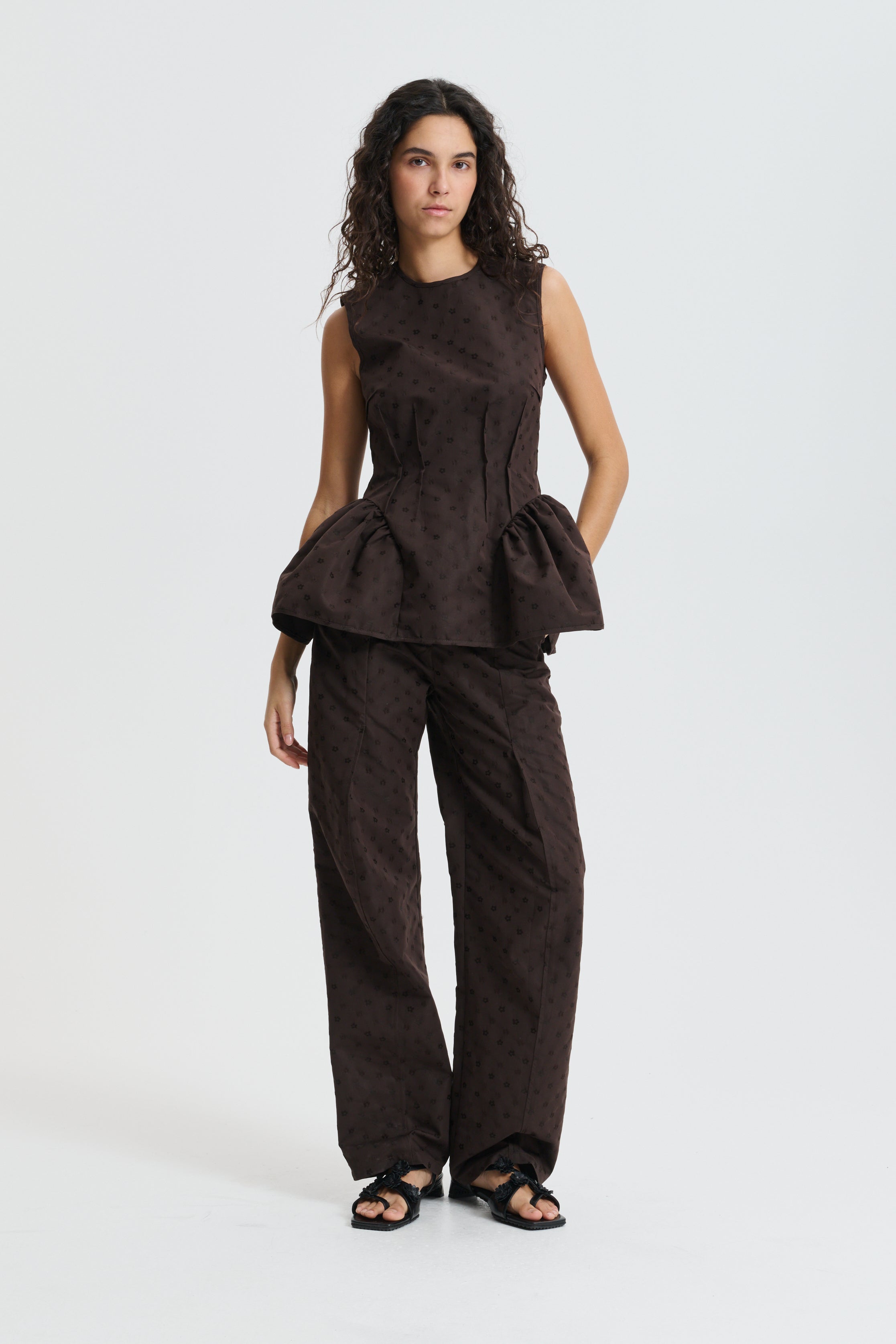 CBDAIMI | TOP IRIS JACQUARD BROWN