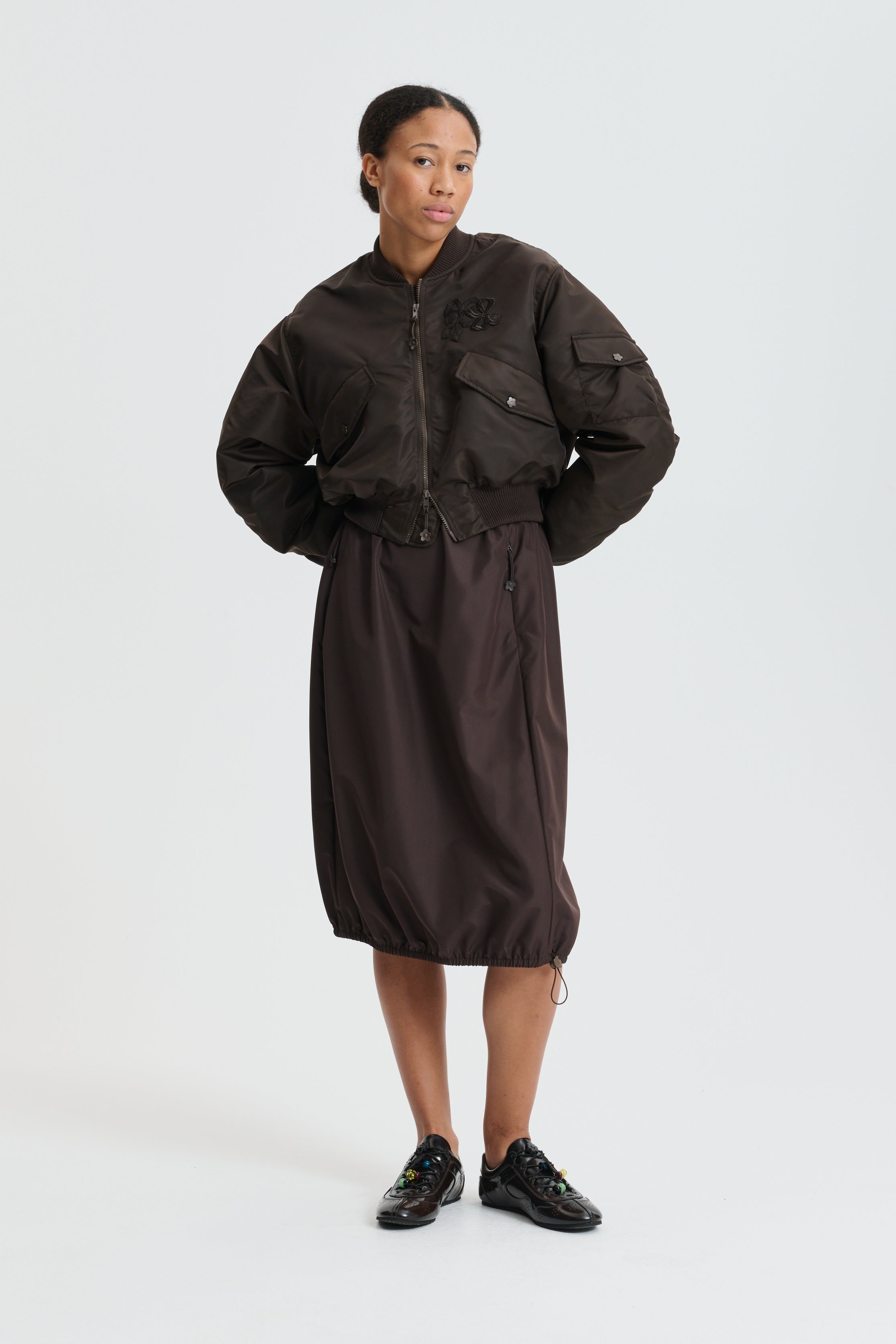CBFIE | SKIRT RECYCLED FAILLE BROWN