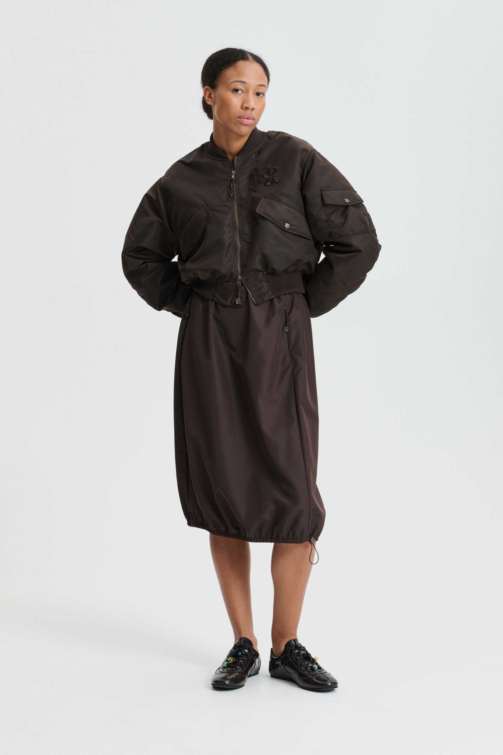 CBFIE | SKIRT RECYCLED FAILLE BROWN