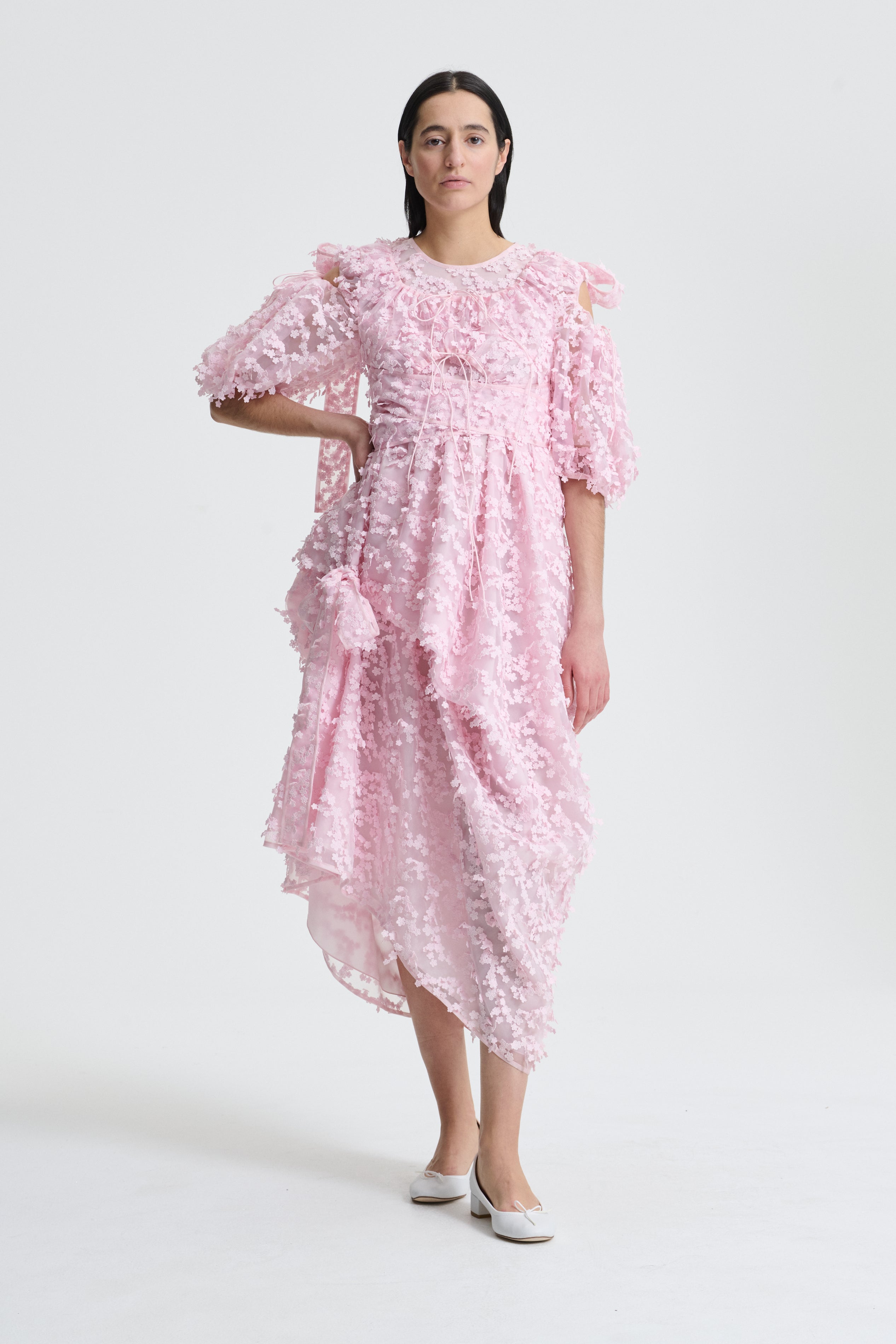 FUMICO | DRESS DAISY APPLIQUE ORGANZA PINK ARCHIVE