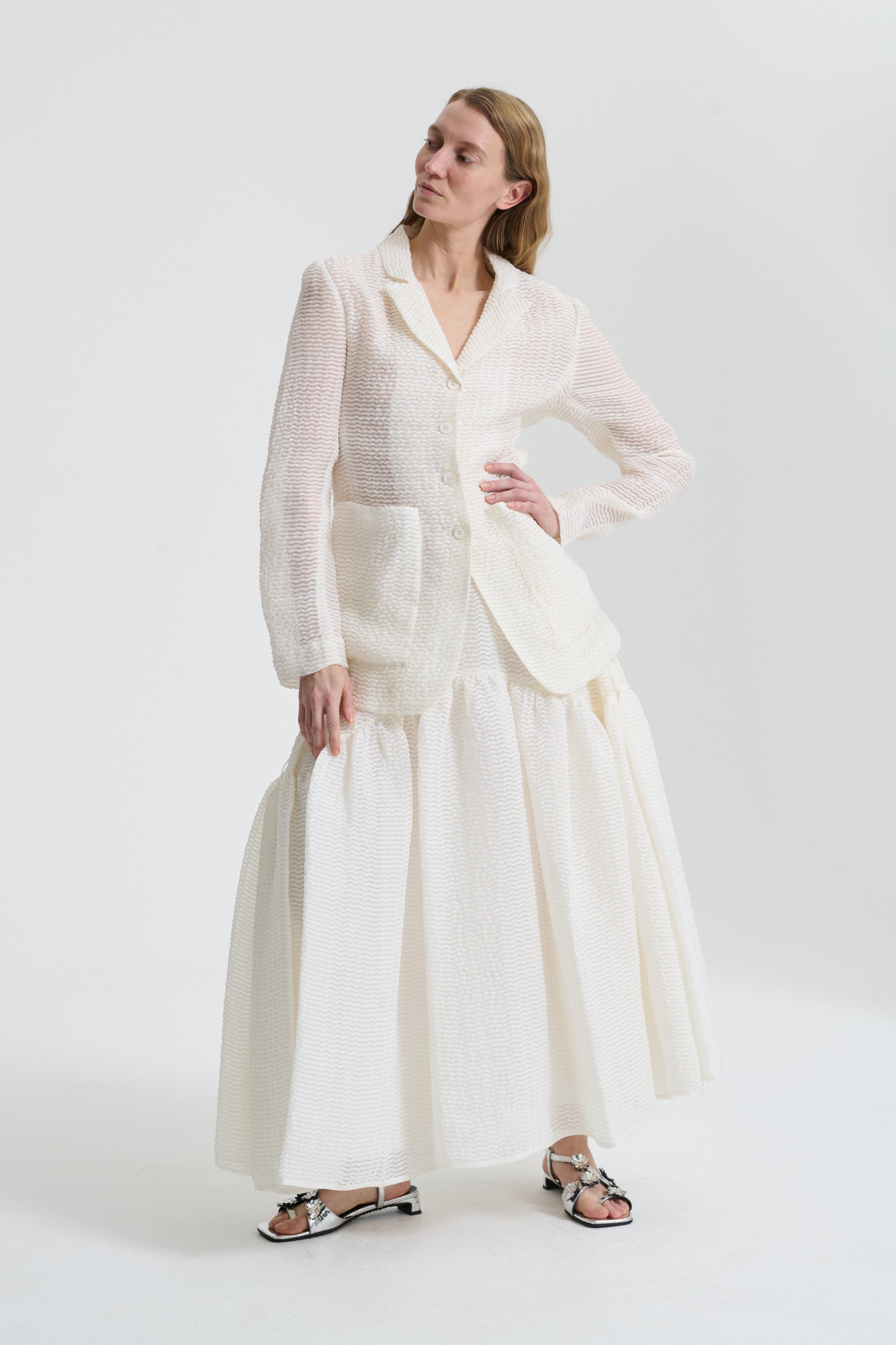 LEA & LILLY | JACKET AND SKIRT STREAM JACQUARD IVORY BRIDAL