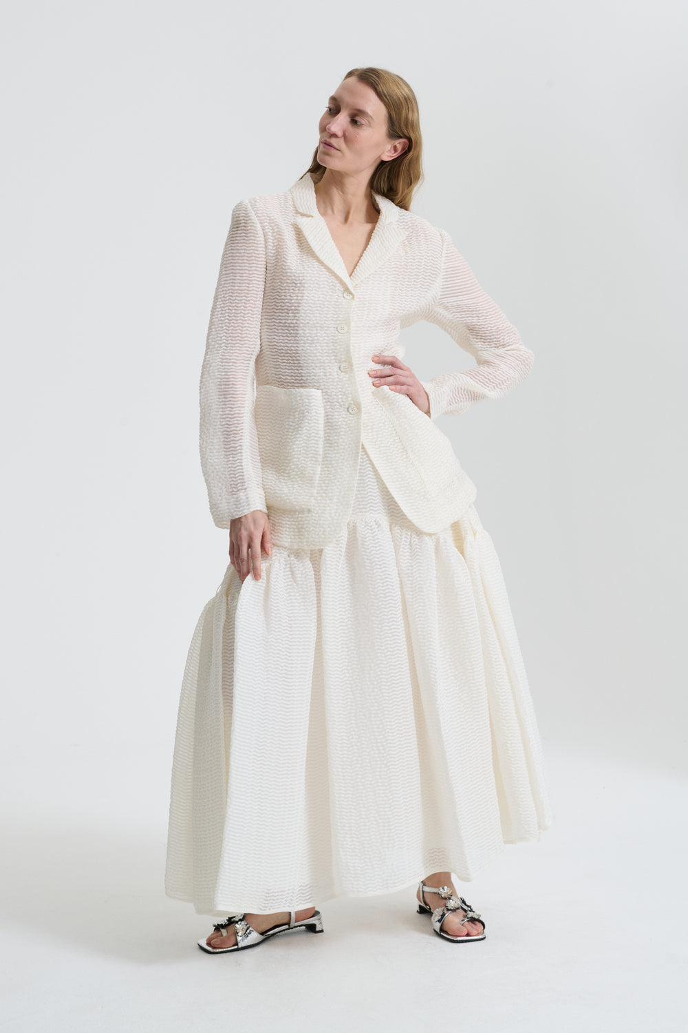 LEA & LILLY | JACKET AND SKIRT STREAM JACQUARD IVORY BRIDAL