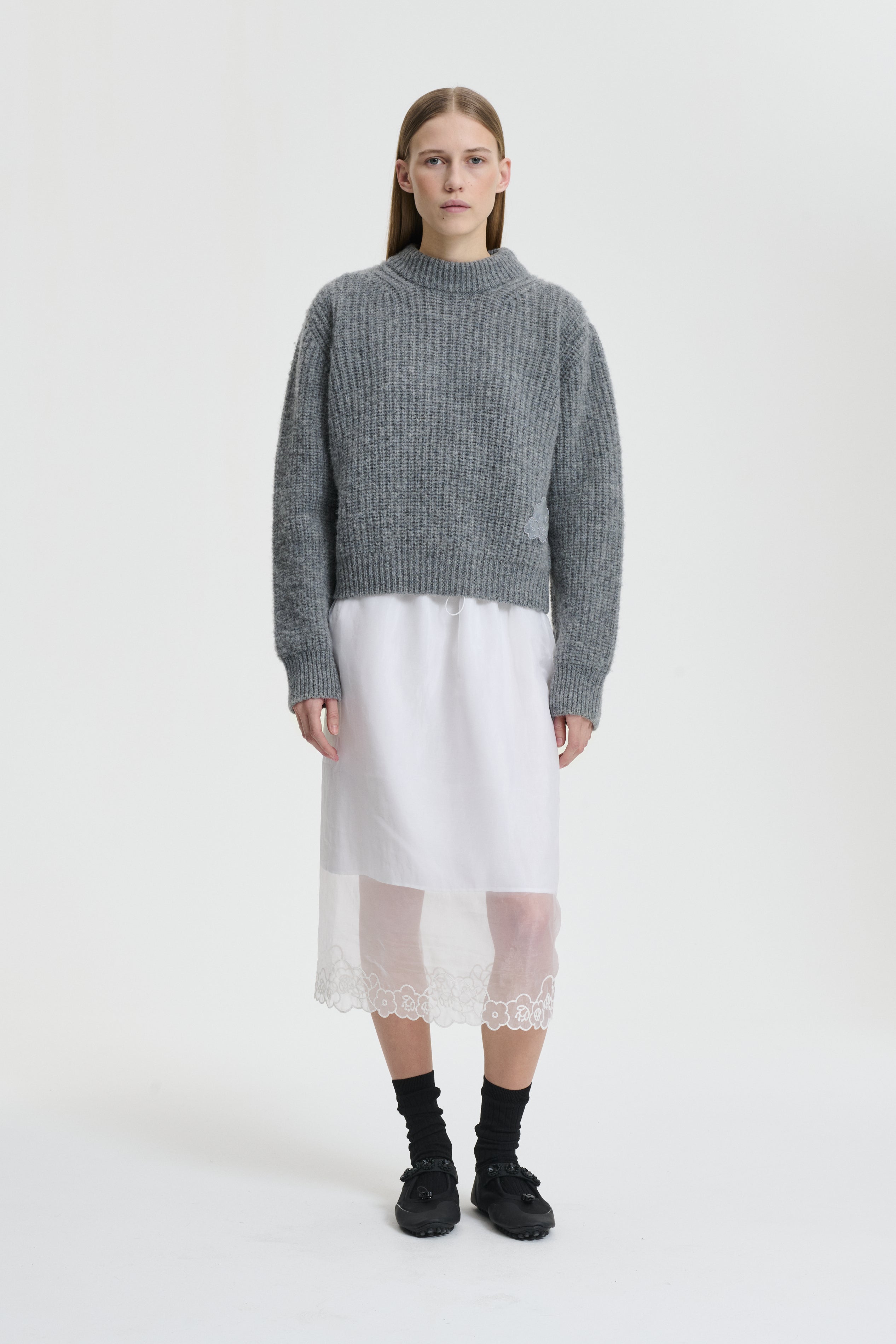 BEGA | PULLOVER FISHERMAN KNIT LIGHT GREY
