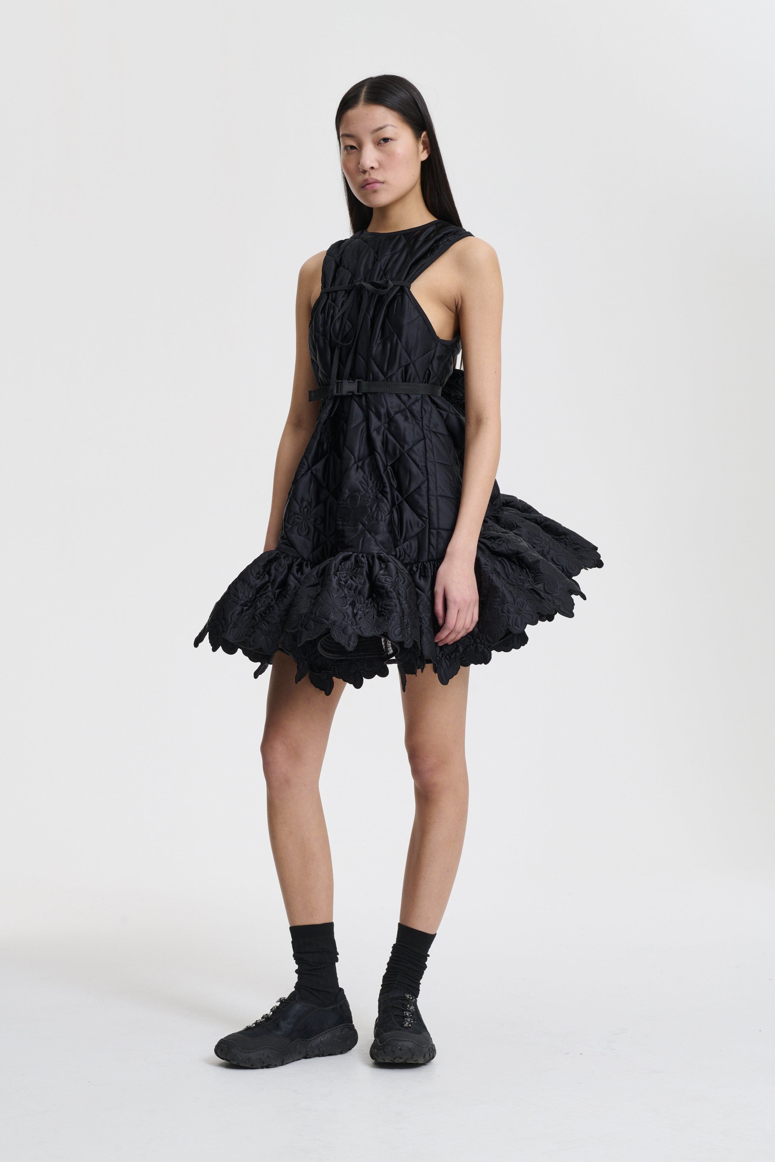 BOSCO | DRESS EMB. QUILTED SILK BLACK