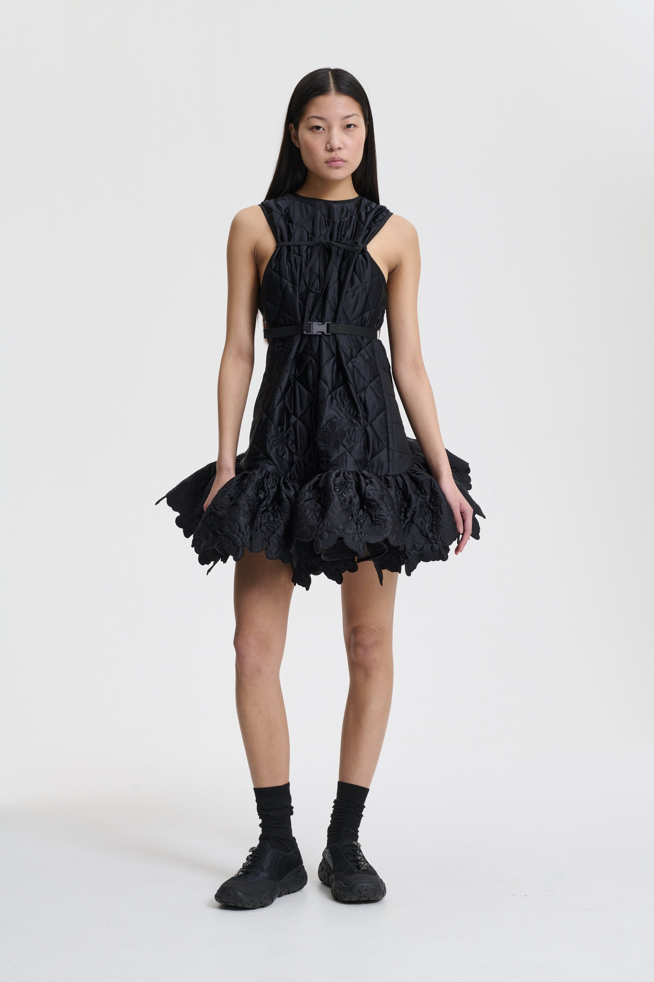 BOSCO | DRESS EMB. QUILTED SILK BLACK