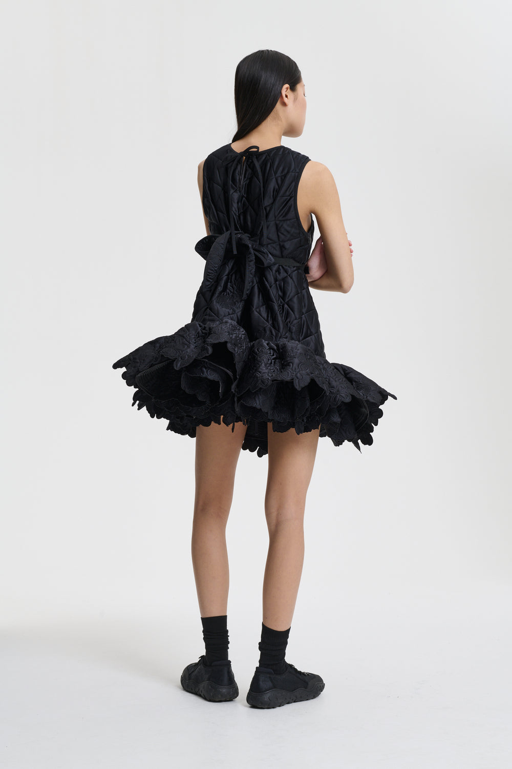 BOSCO | DRESS EMB. QUILTED SILK BLACK