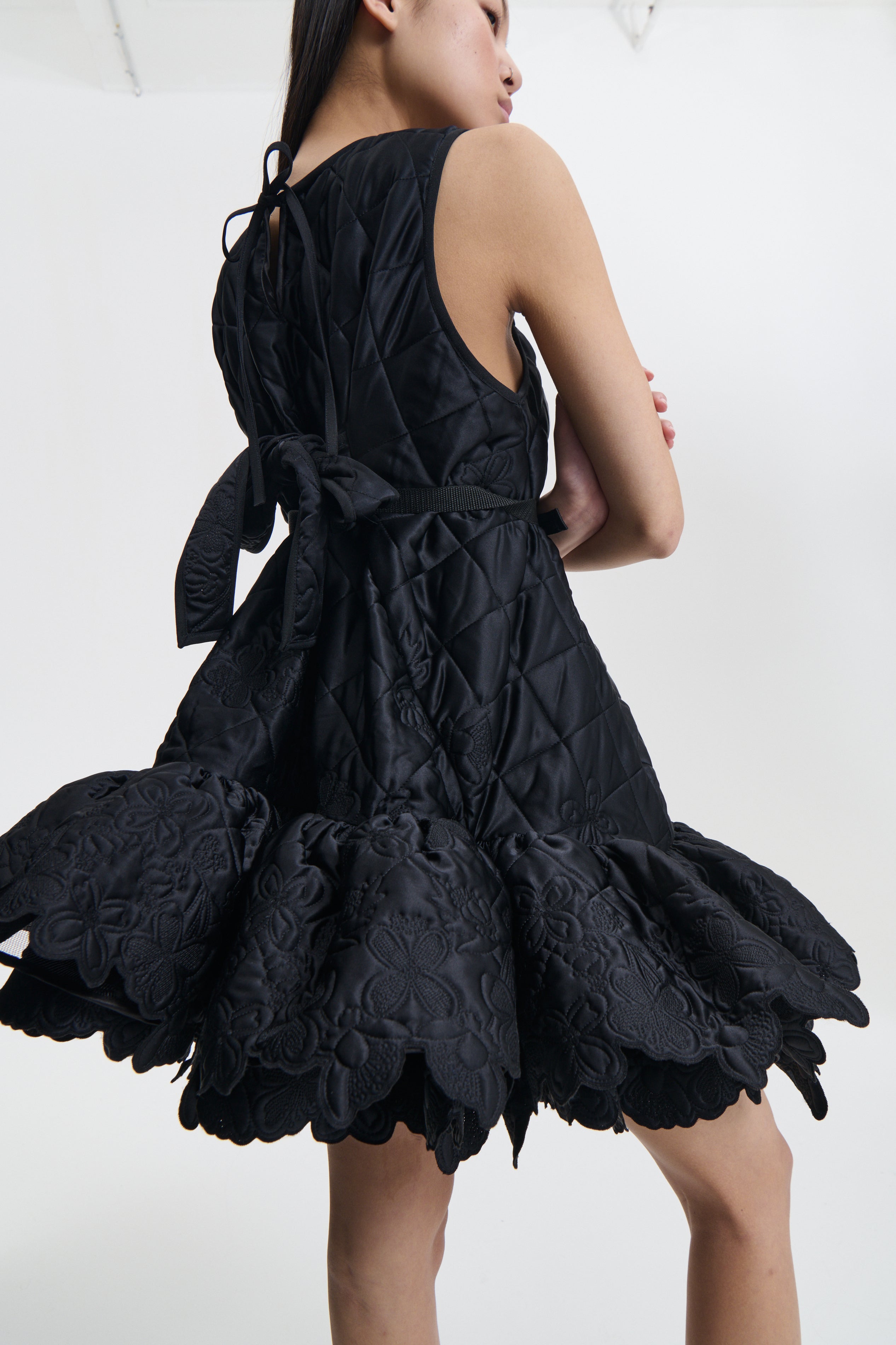 BOSCO | DRESS EMB. QUILTED SILK BLACK