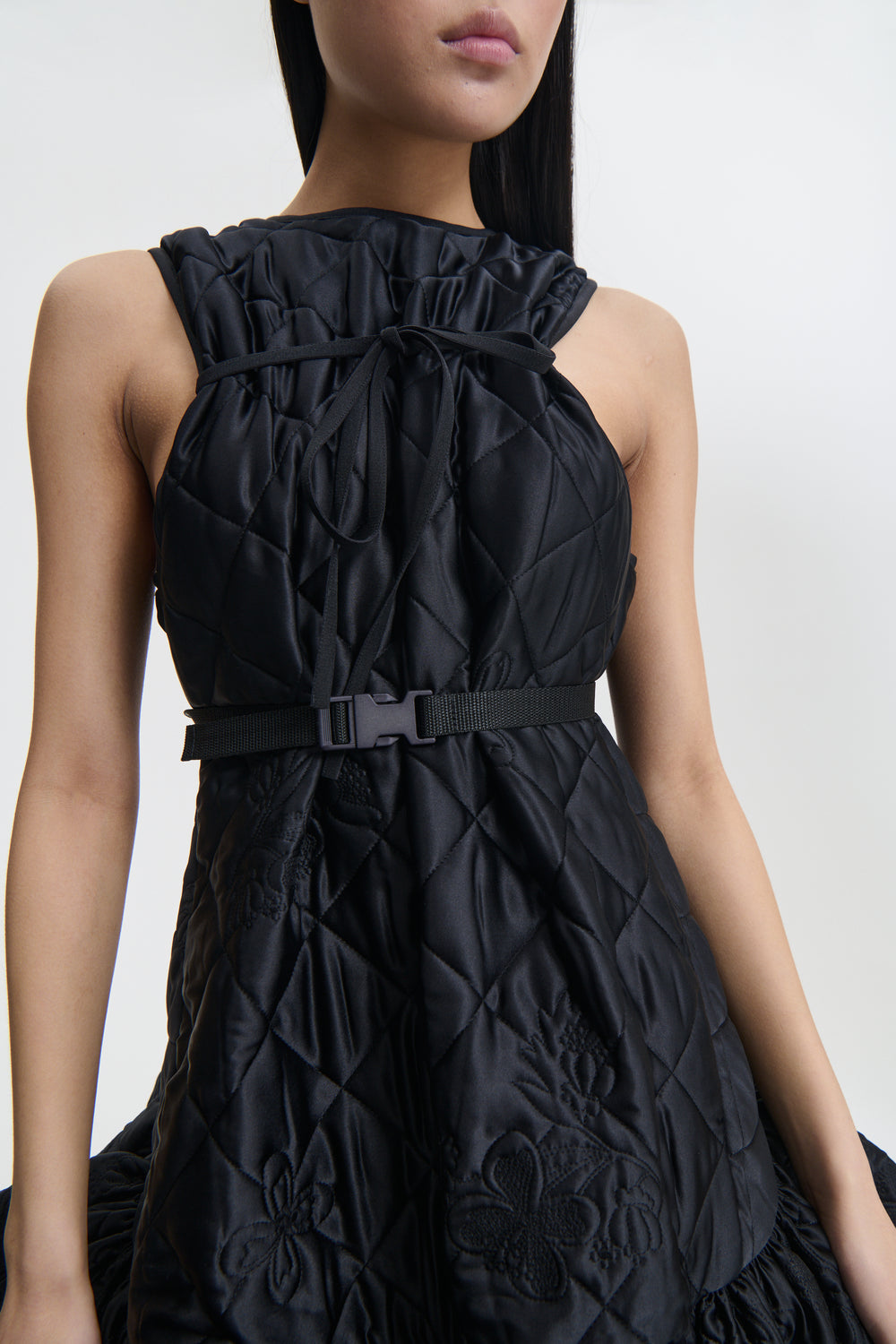 BOSCO | DRESS EMB. QUILTED SILK BLACK