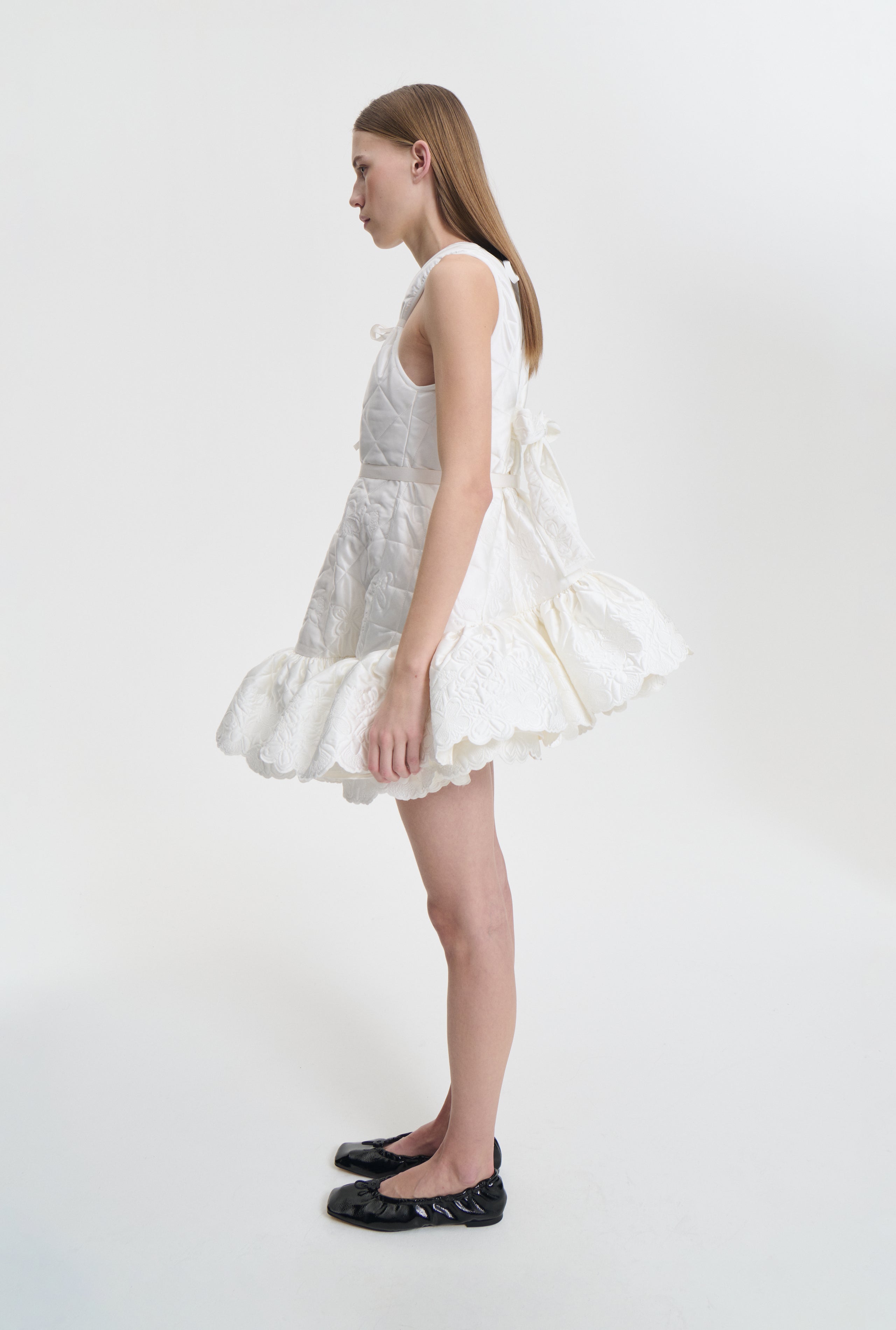 BOSCO | DRESS EMB. QUILTED SILK WHITE