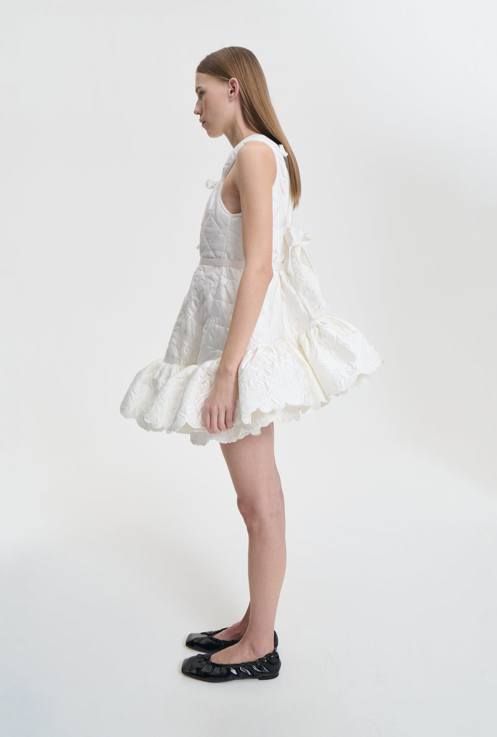 BOSCO | DRESS EMB. QUILTED SILK WHITE