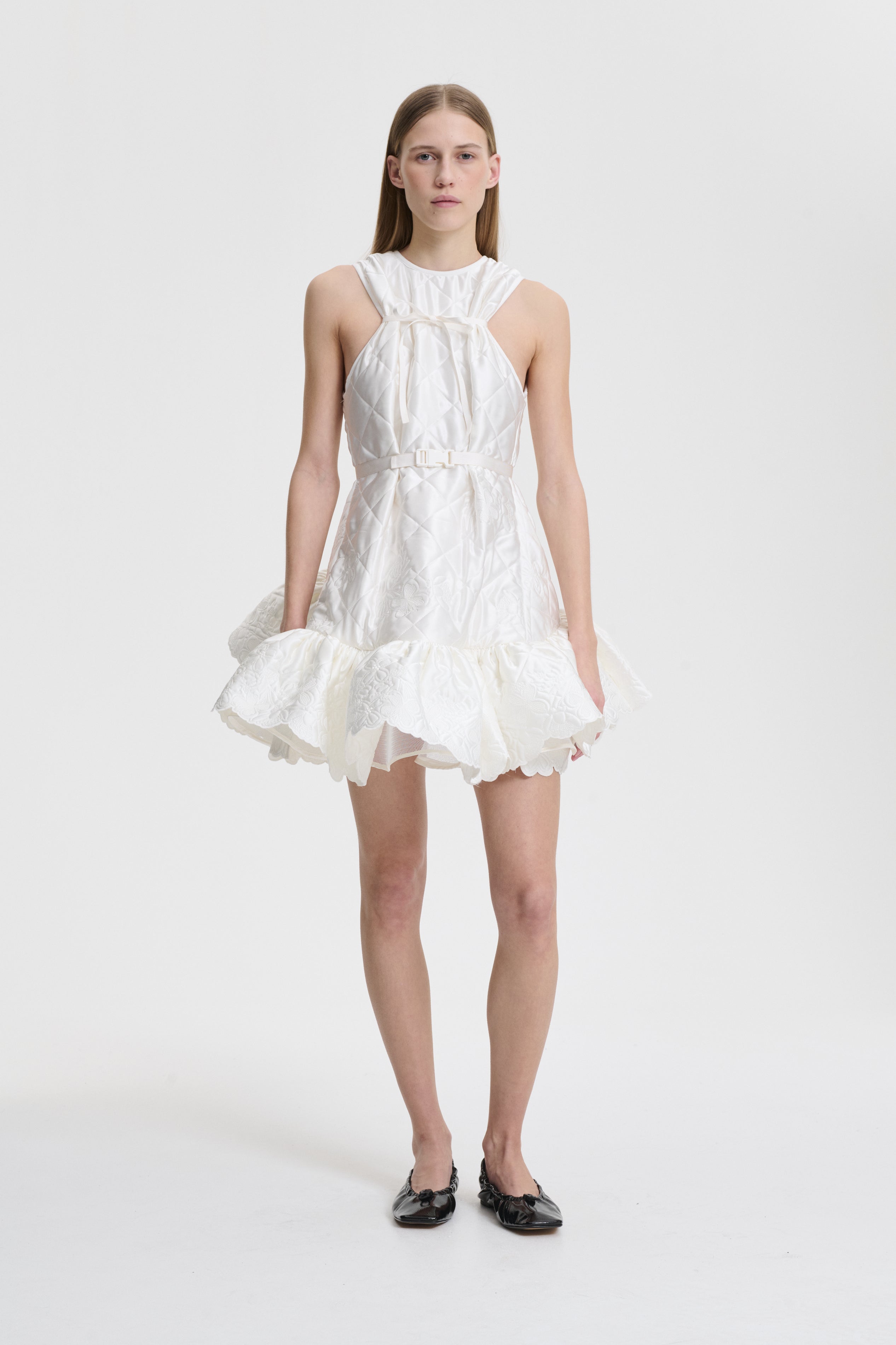 BOSCO | DRESS EMB. QUILTED SILK WHITE