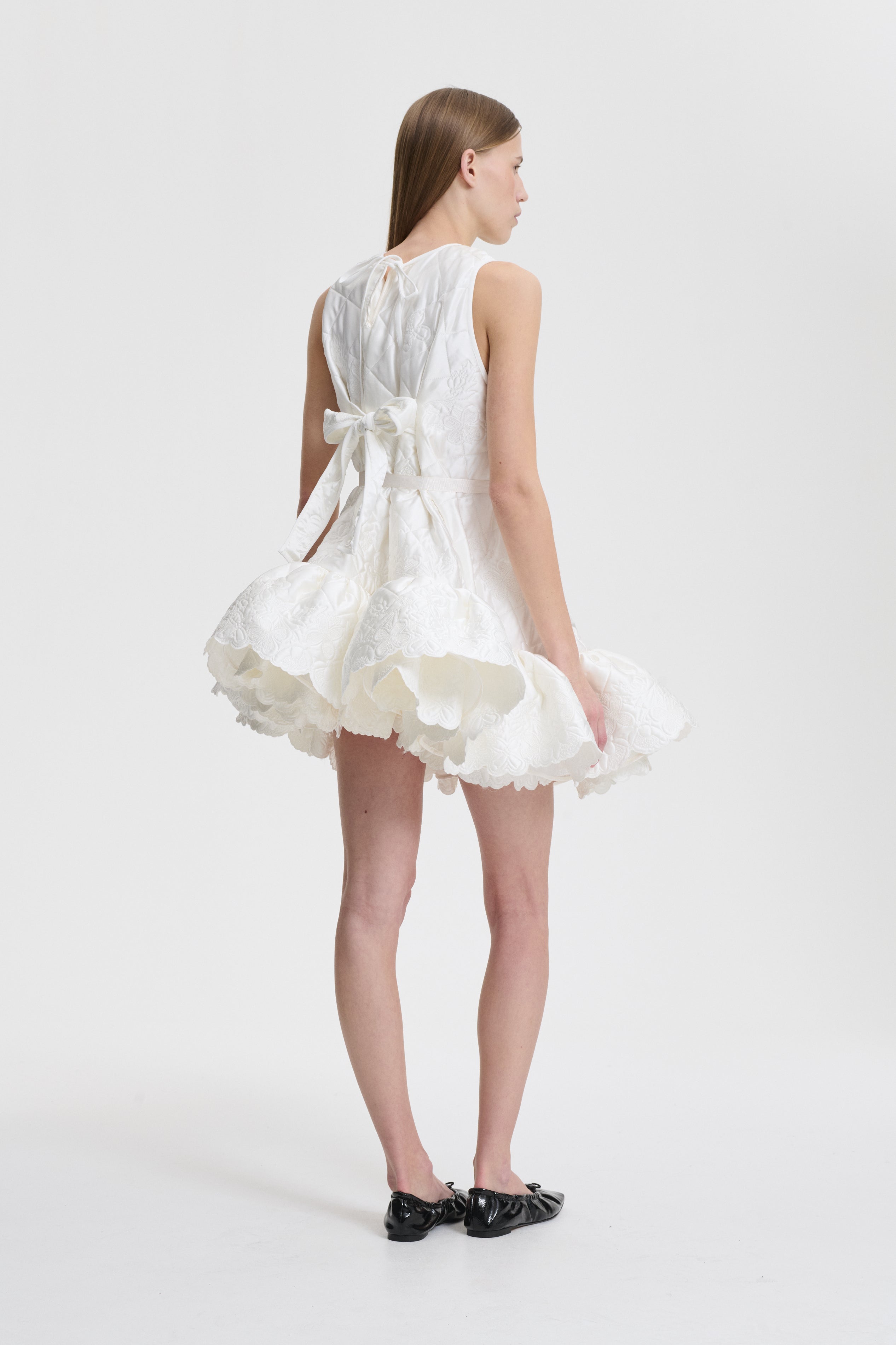 BOSCO | DRESS EMB. QUILTED SILK WHITE