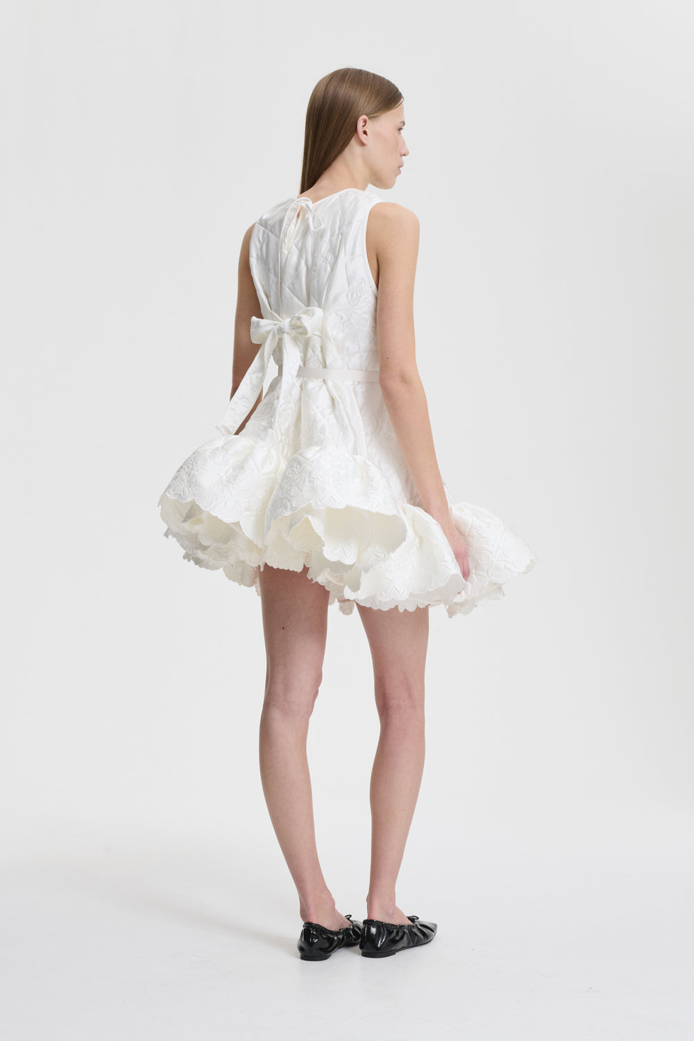BOSCO | DRESS EMB. QUILTED SILK WHITE