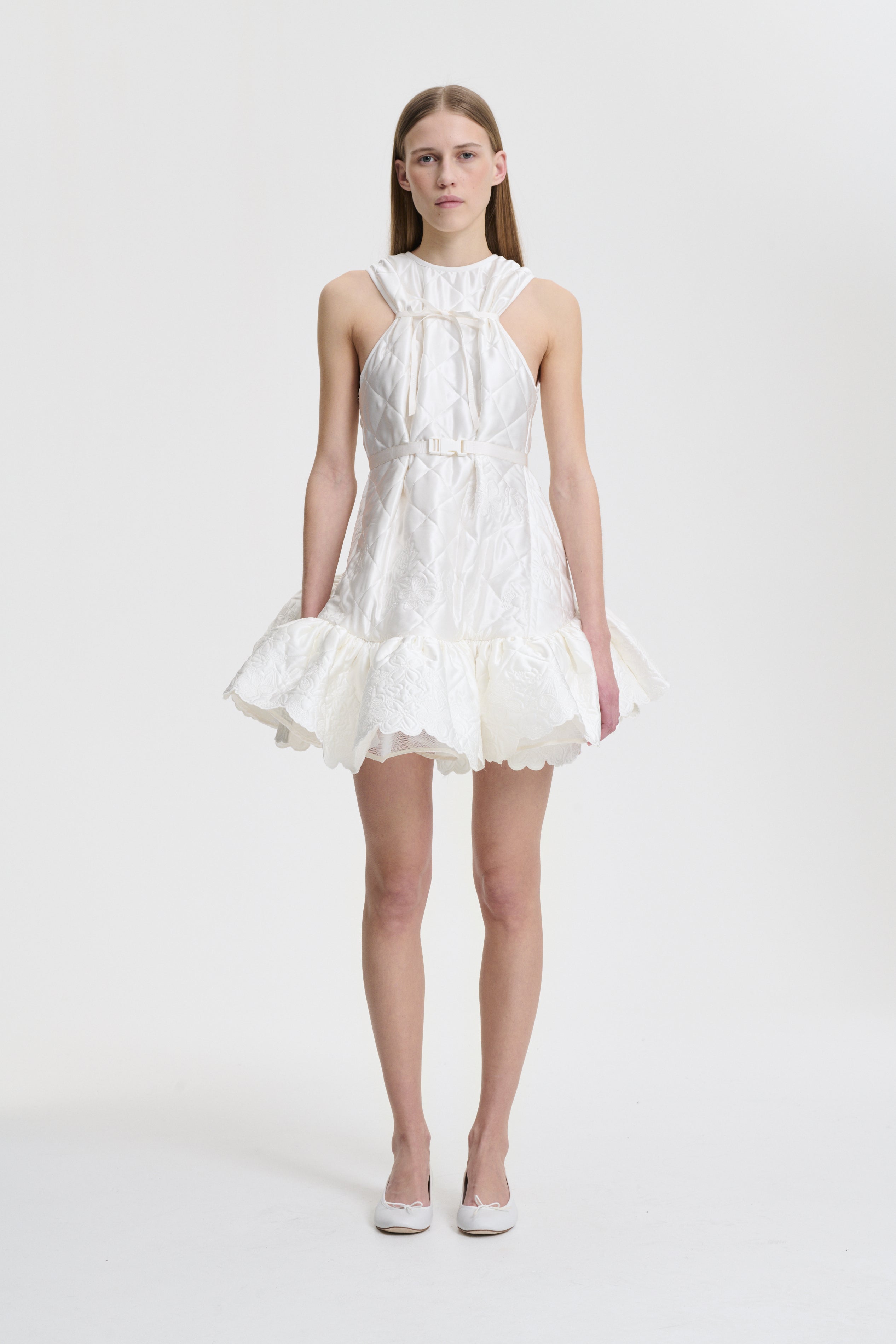 BOSCO | DRESS EMB. QUILTED SILK WHITE BRIDAL