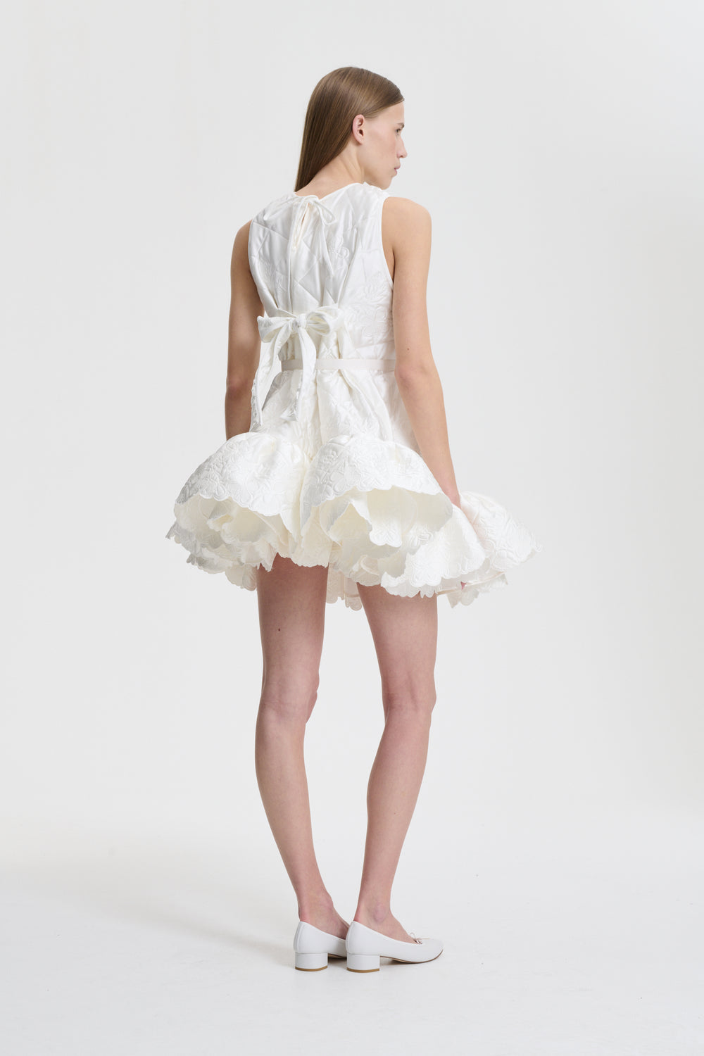 BOSCO | DRESS EMB. QUILTED SILK WHITE BRIDAL