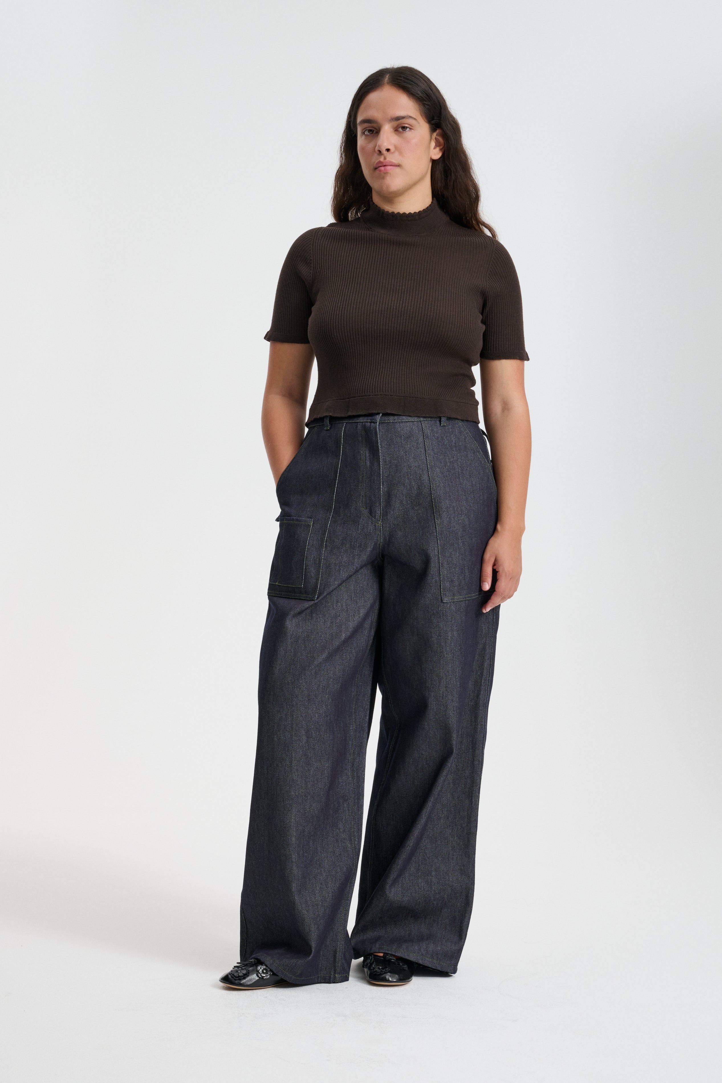 BENTLEY | TOP SEAMLESS KNIT BROWN