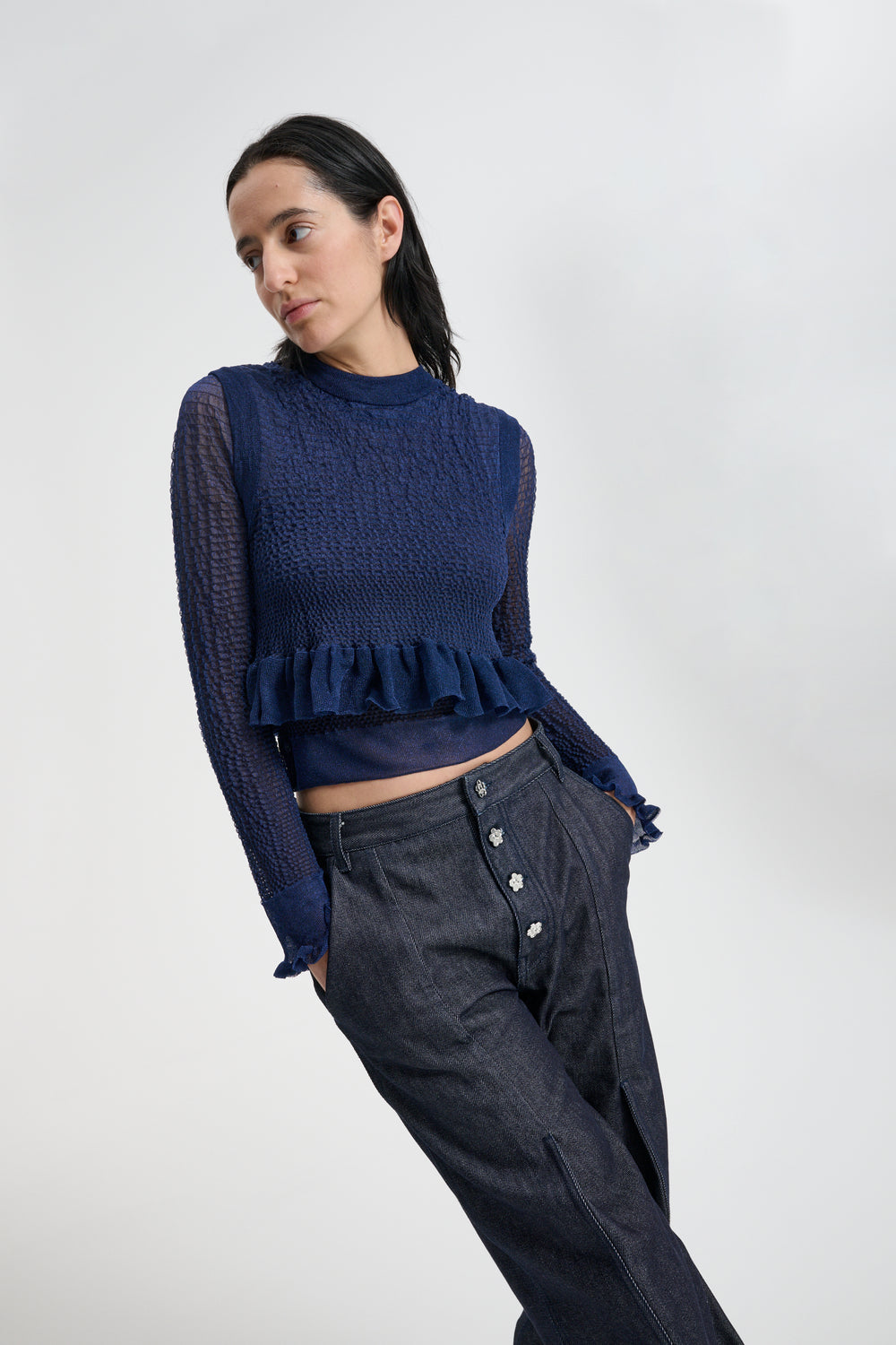 CBCELIA | VEST SHEER SUMMER KNIT NAVY