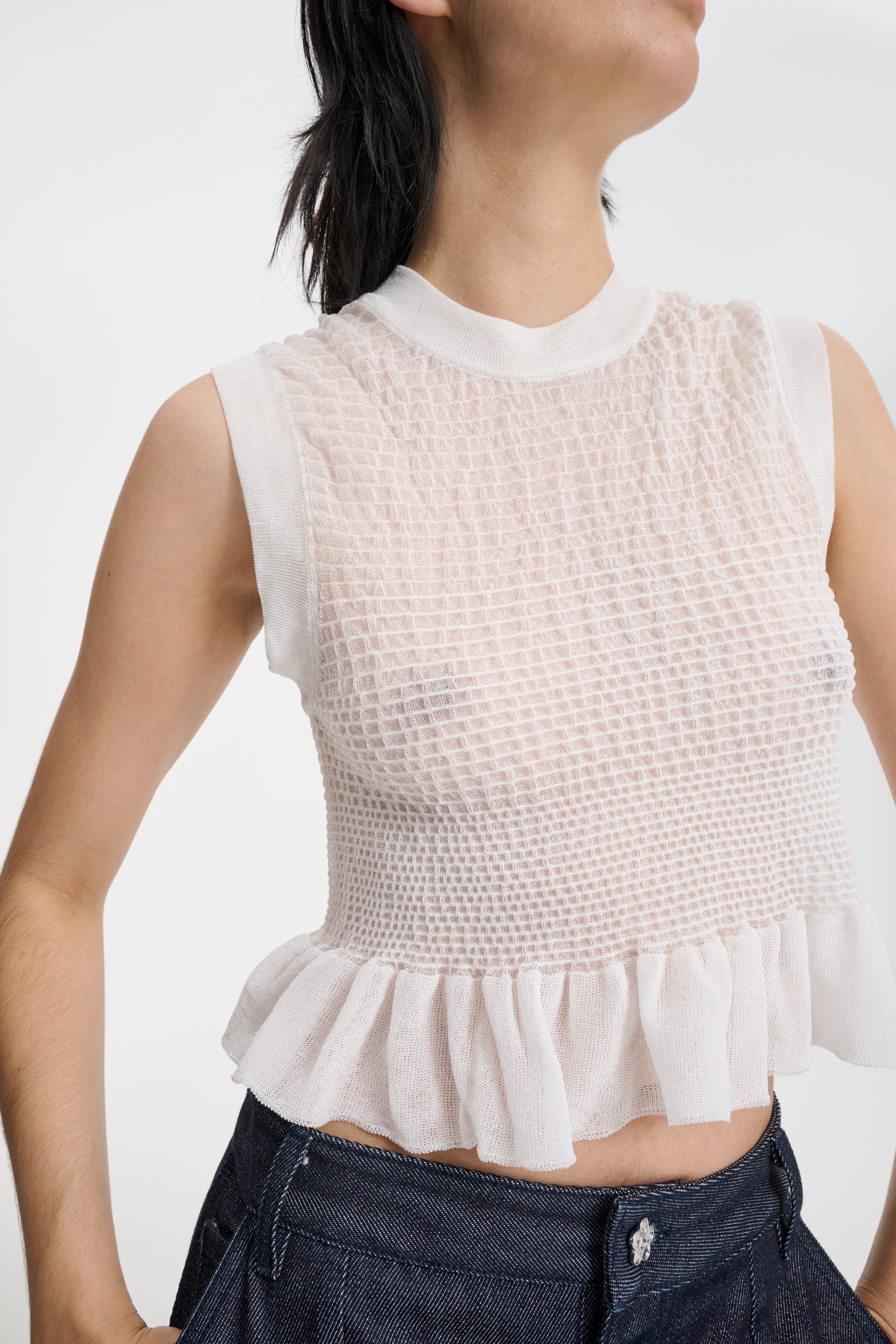 CBCELIA | VEST SHEER SUMMER KNIT WHITE