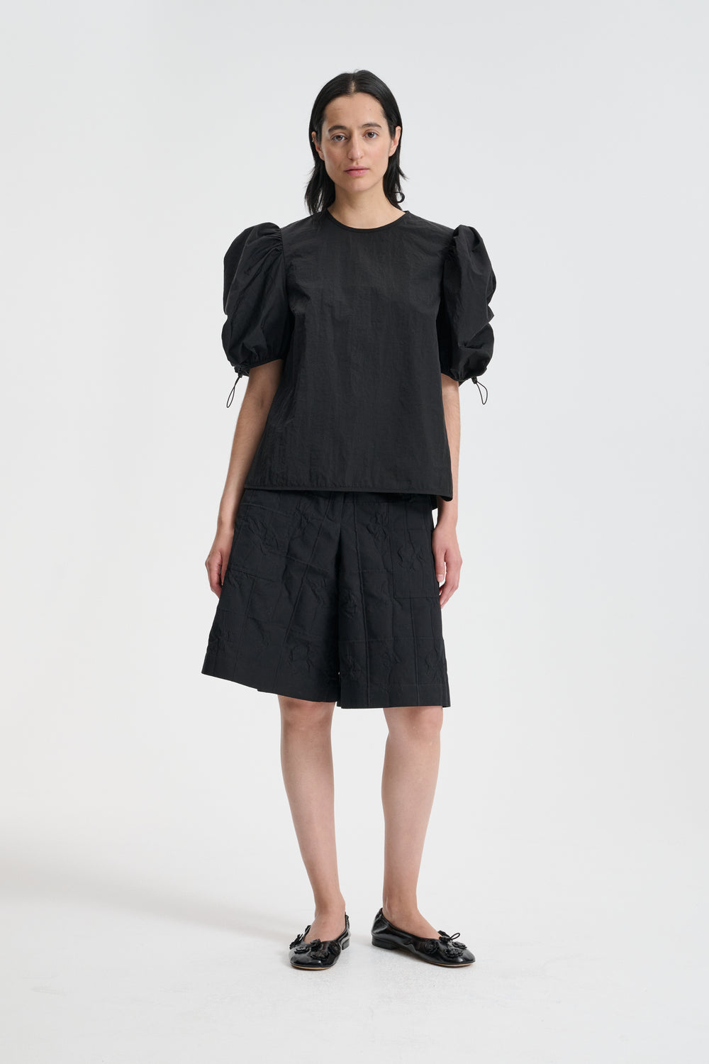 AMARI | TOP CRINKLED TAFFETA BLACK
