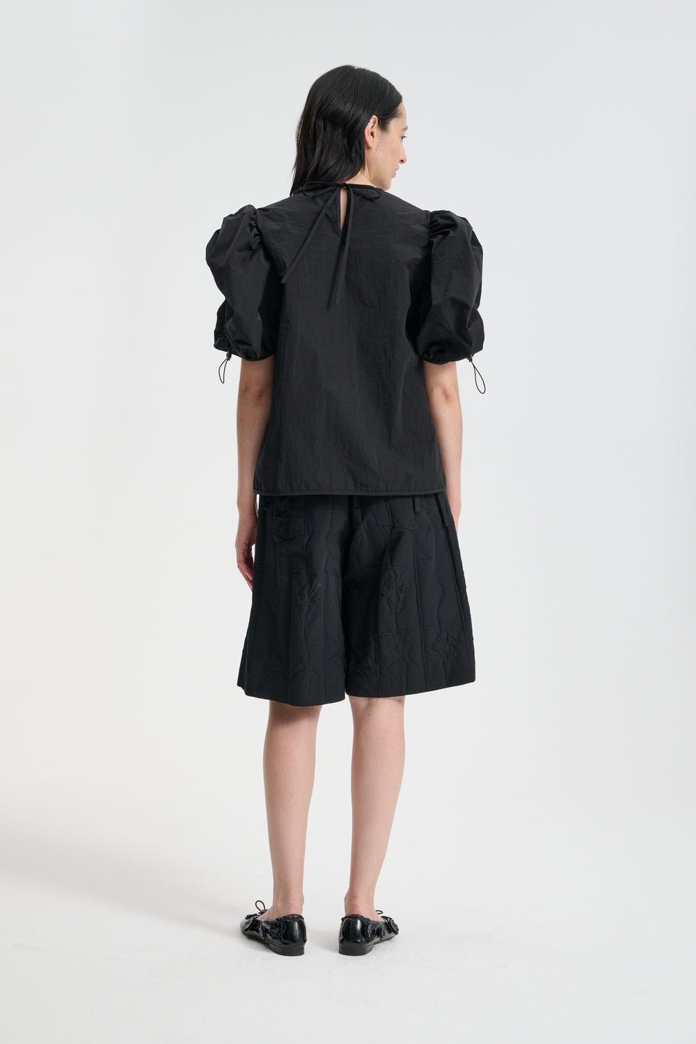 AMARI | TOP CRINKLED TAFFETA BLACK