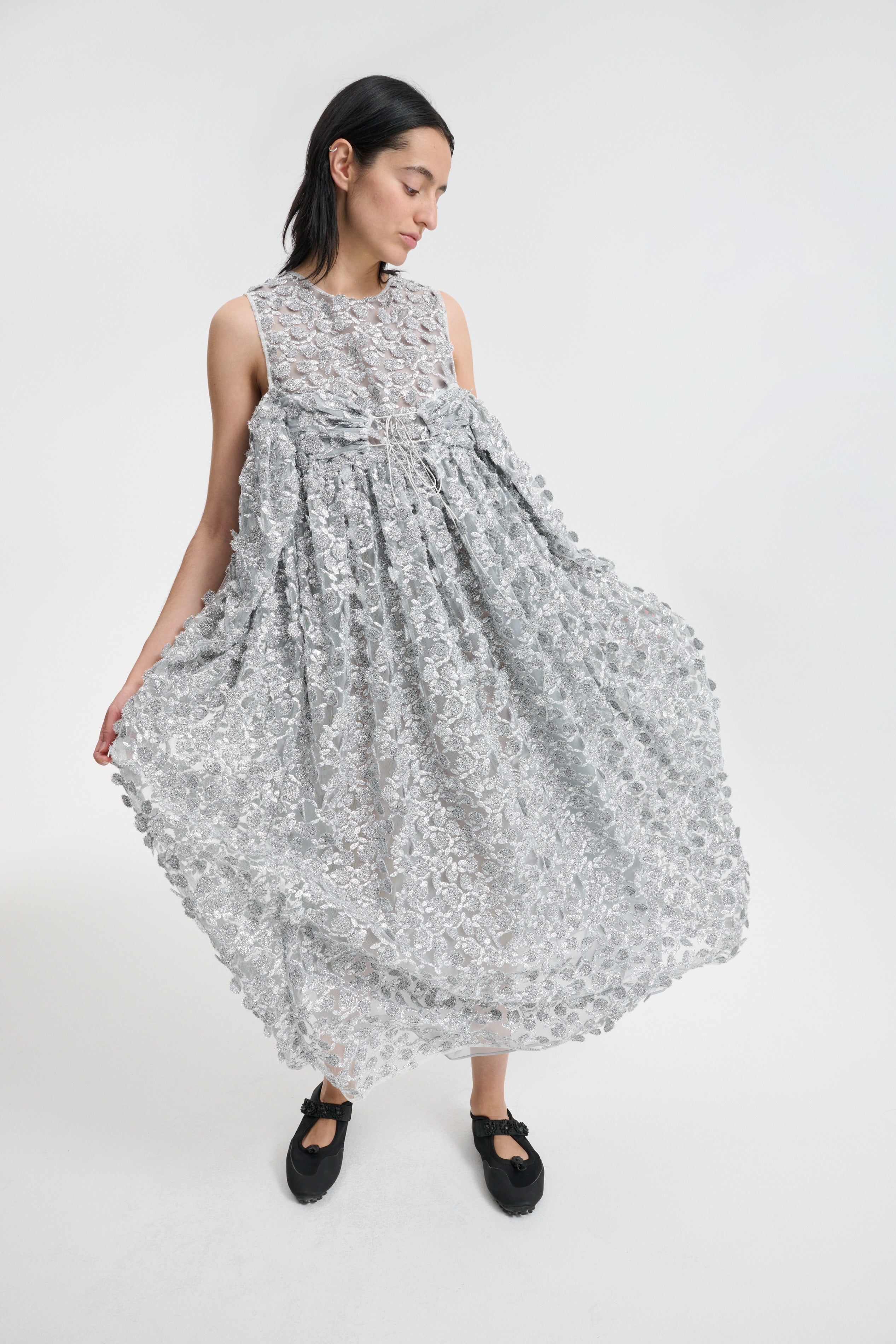 FILIPPA | DRESS CASSIOPÉ TULLE APPLIQUE SILVER