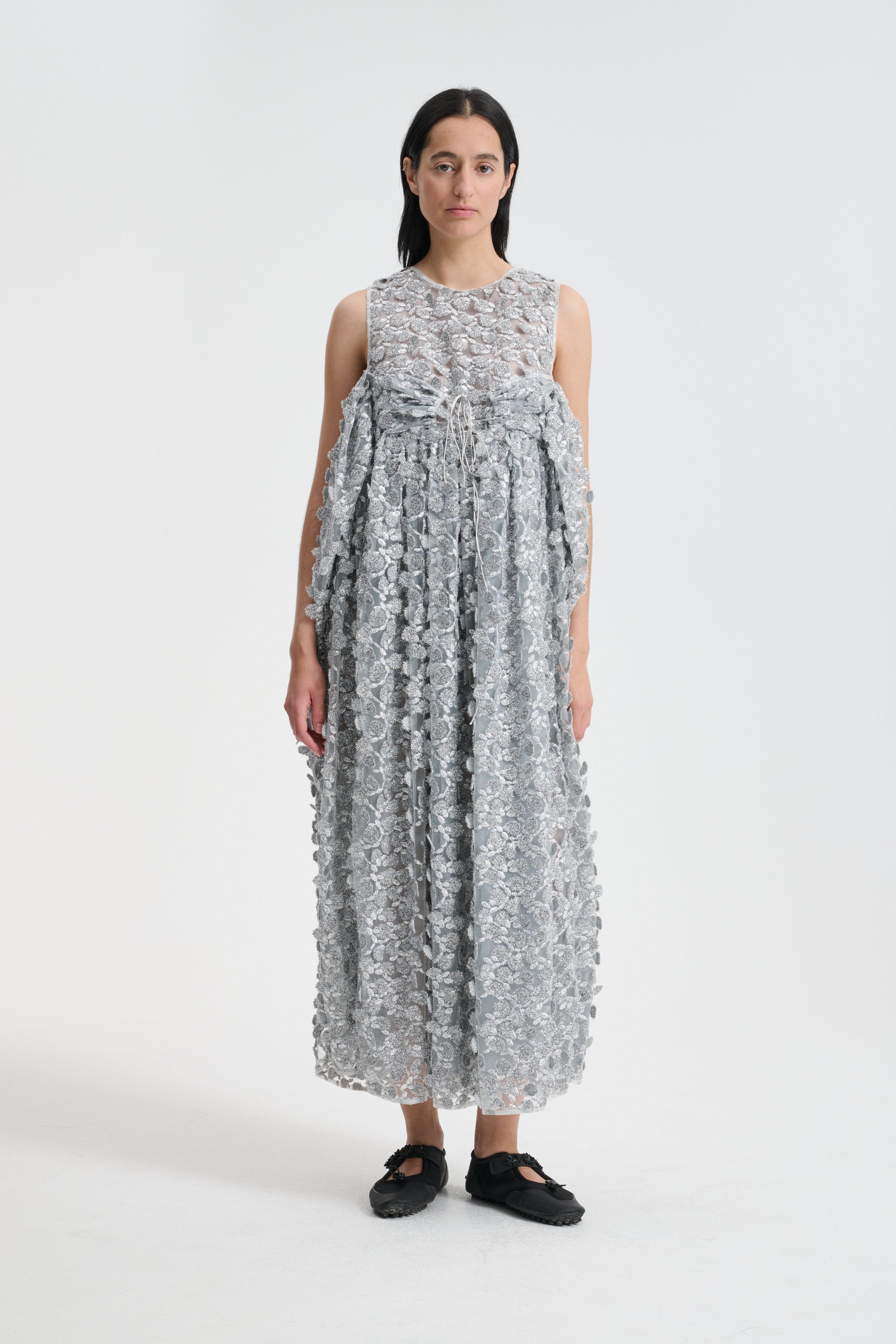 FILIPPA | DRESS CASSIOPÉ TULLE APPLIQUE SILVER