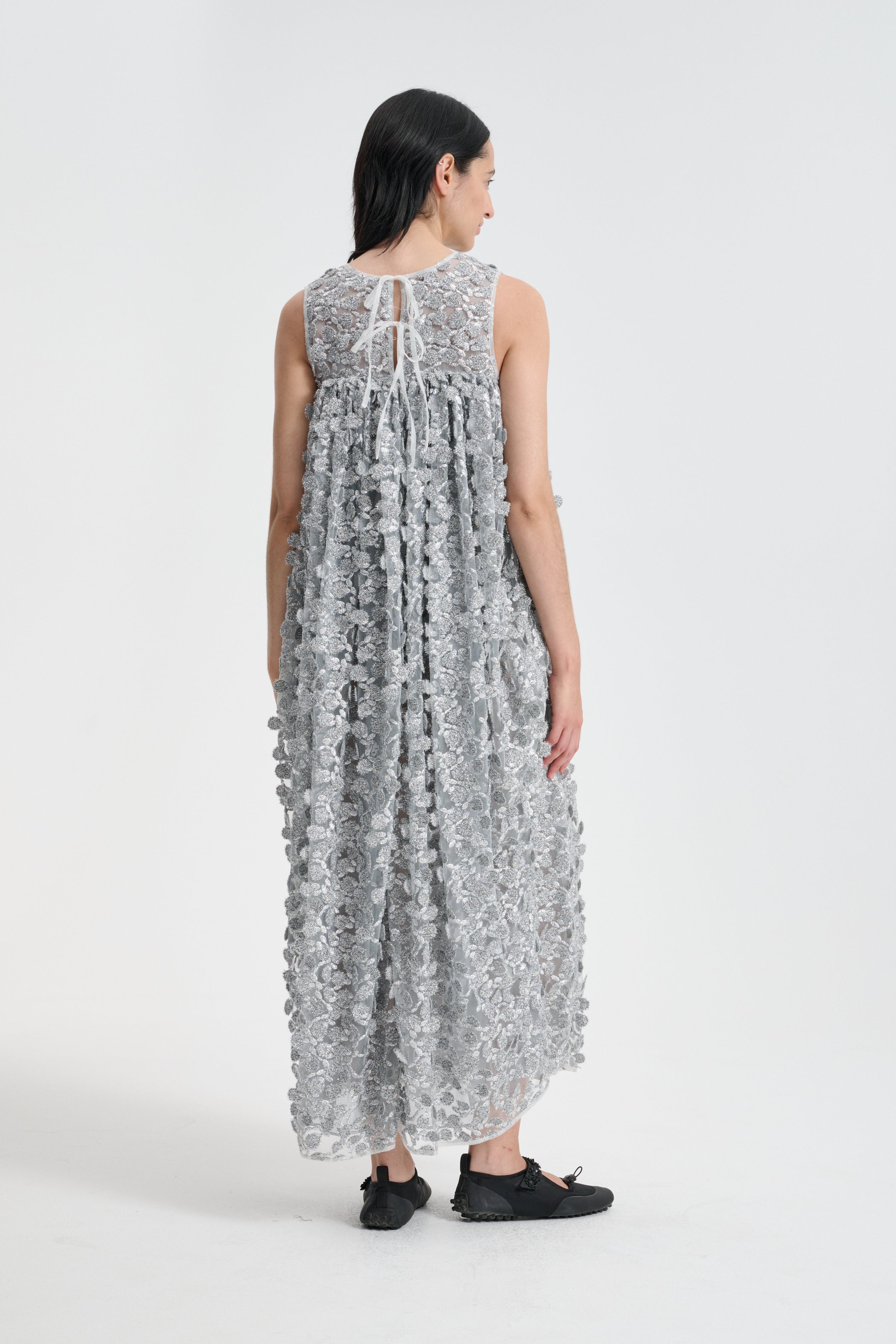 FILIPPA | DRESS CASSIOPÉ TULLE APPLIQUE SILVER