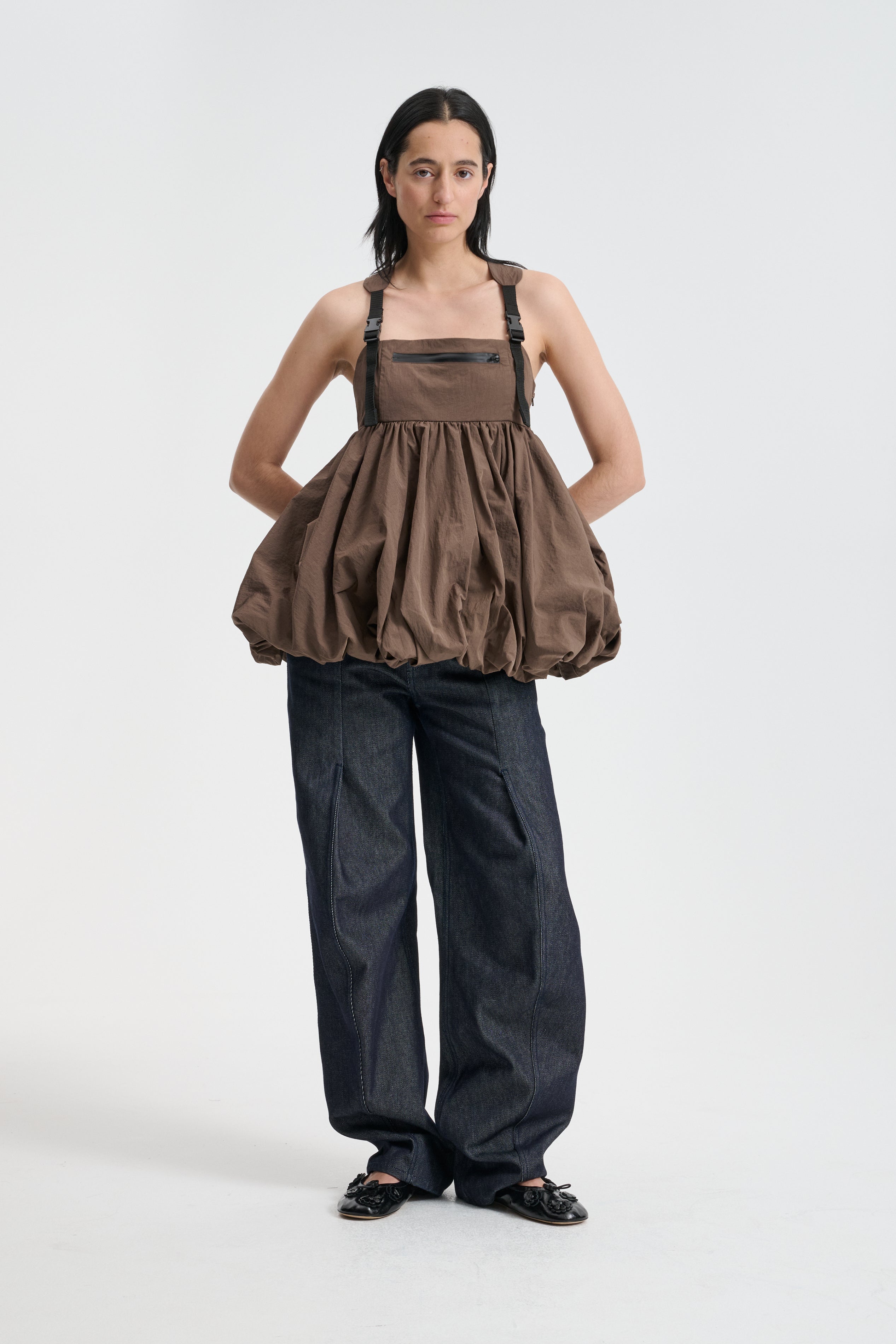 BEA | TOP RECYCLED TAFFETA BROWN