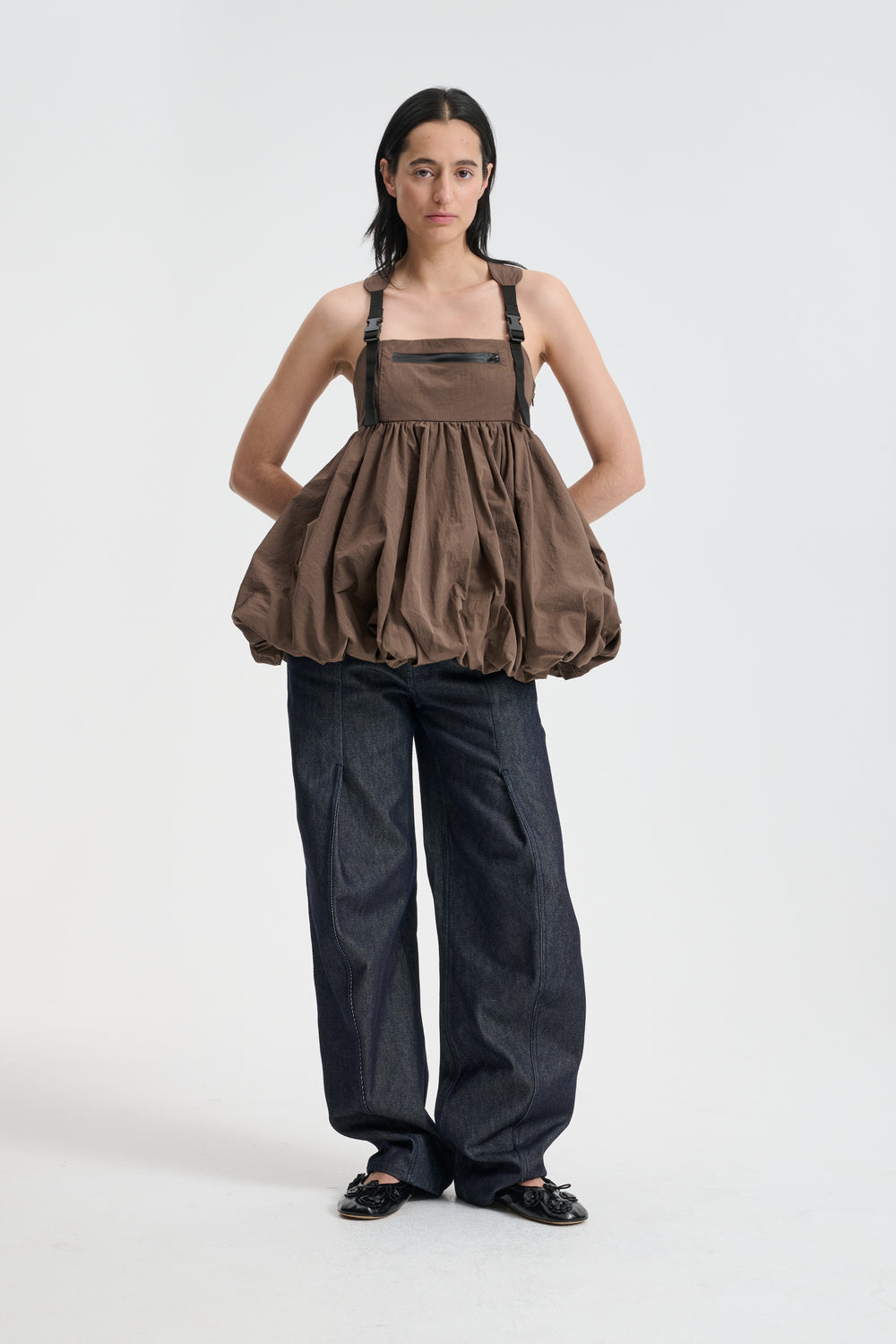 BEA | TOP RECYCLED TAFFETA BROWN