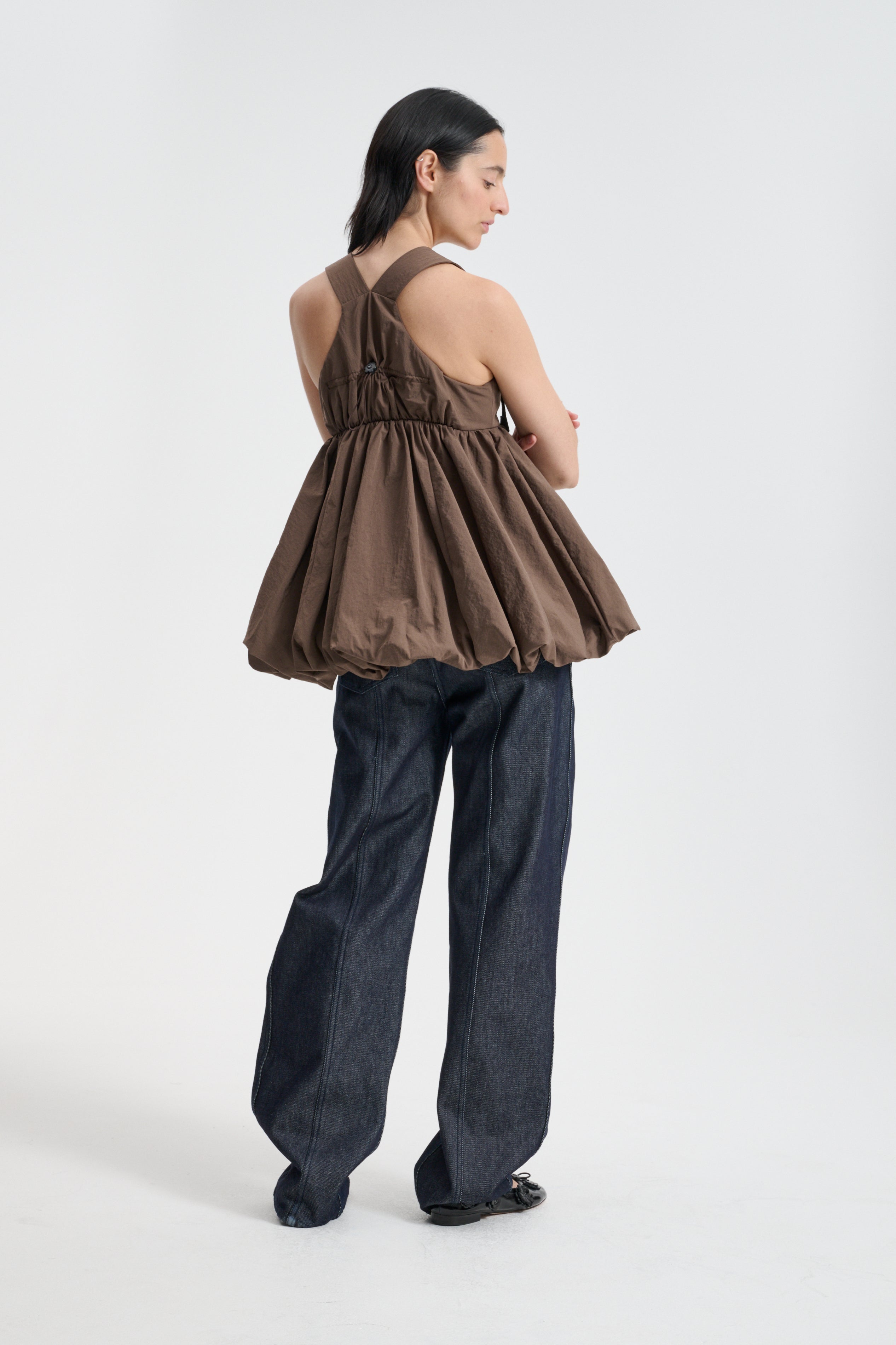 BEA | TOP RECYCLED TAFFETA BROWN