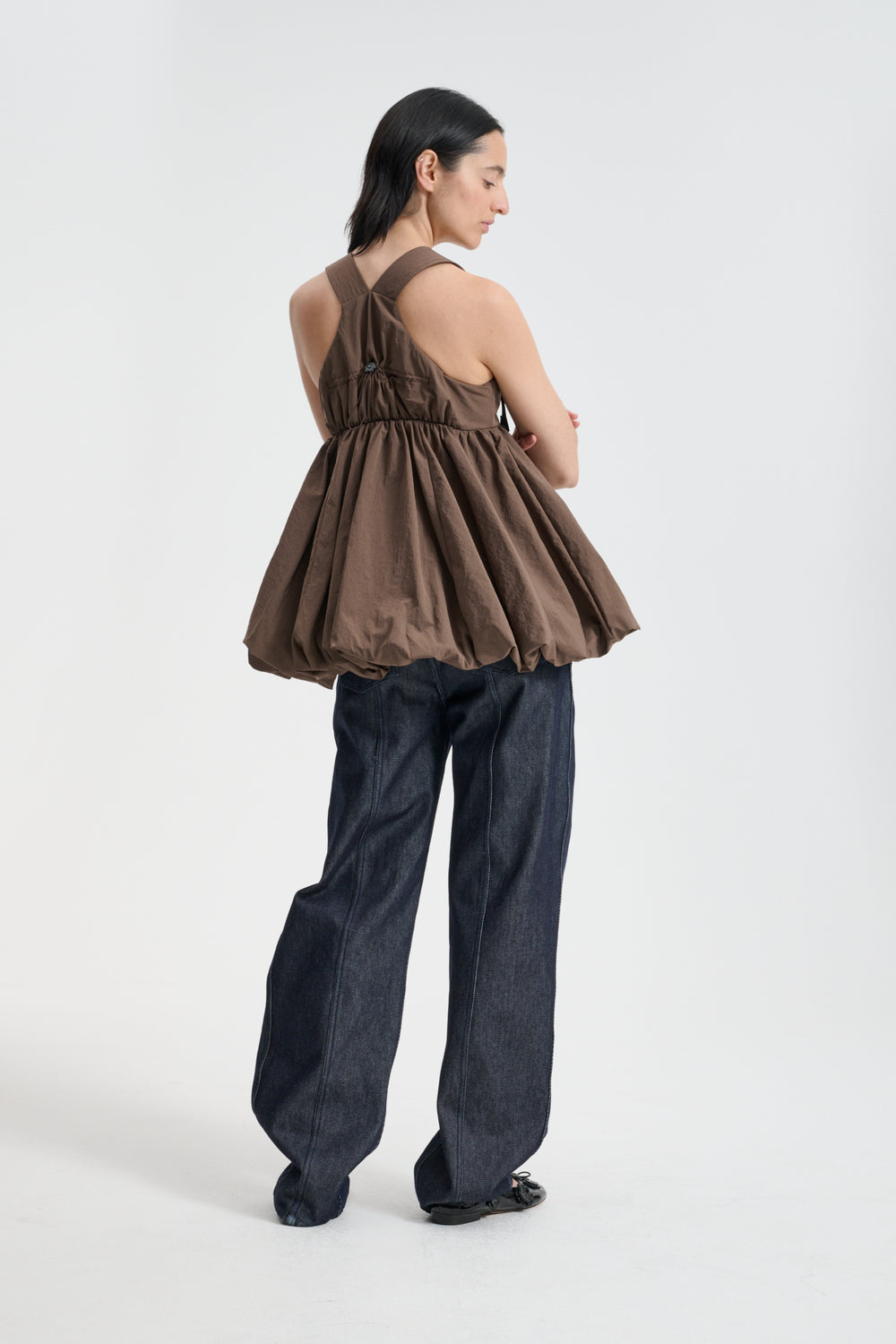 BEA | TOP RECYCLED TAFFETA BROWN