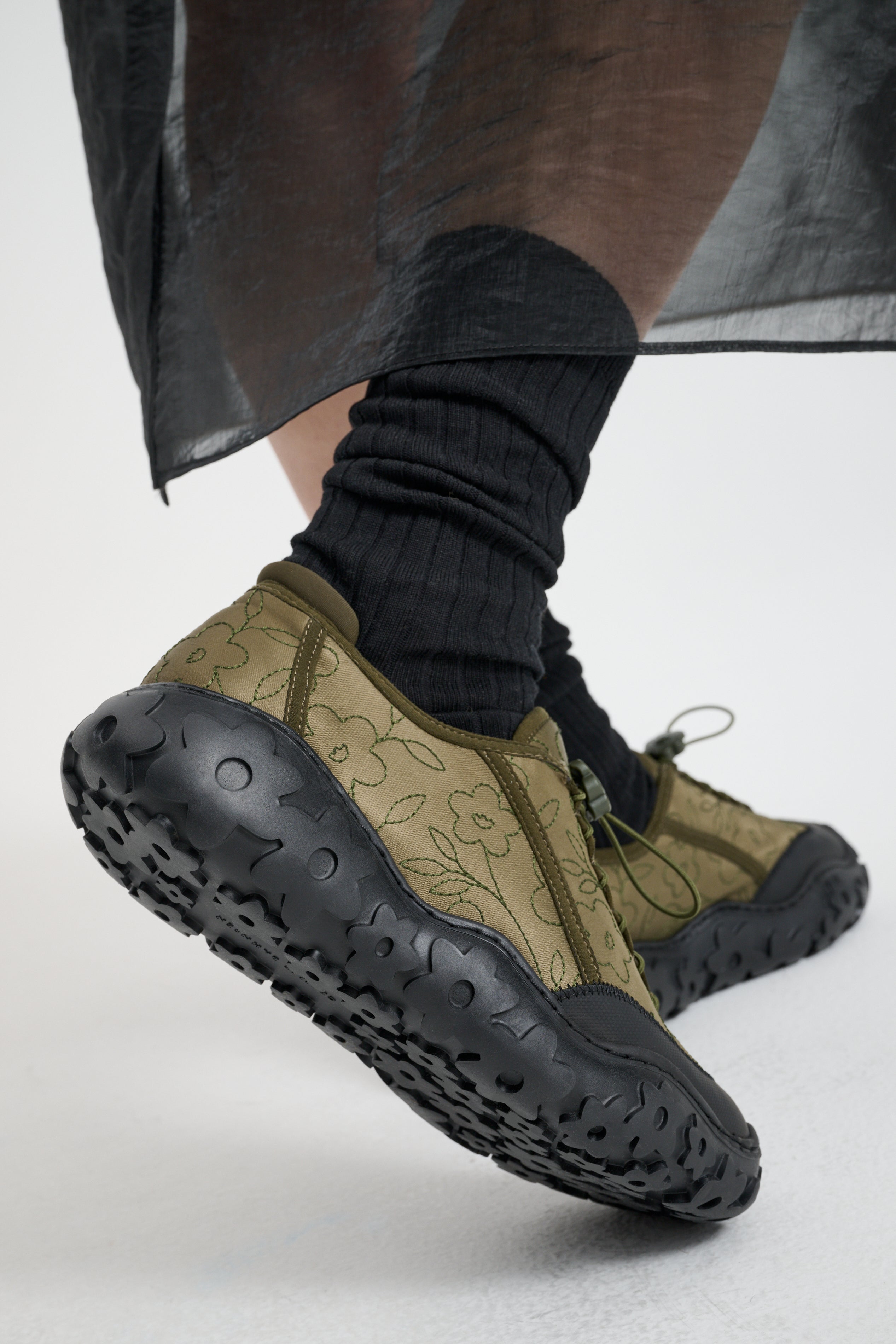 CBALINA | SNEAKERS EMBROIDERED SATIN OLIVE