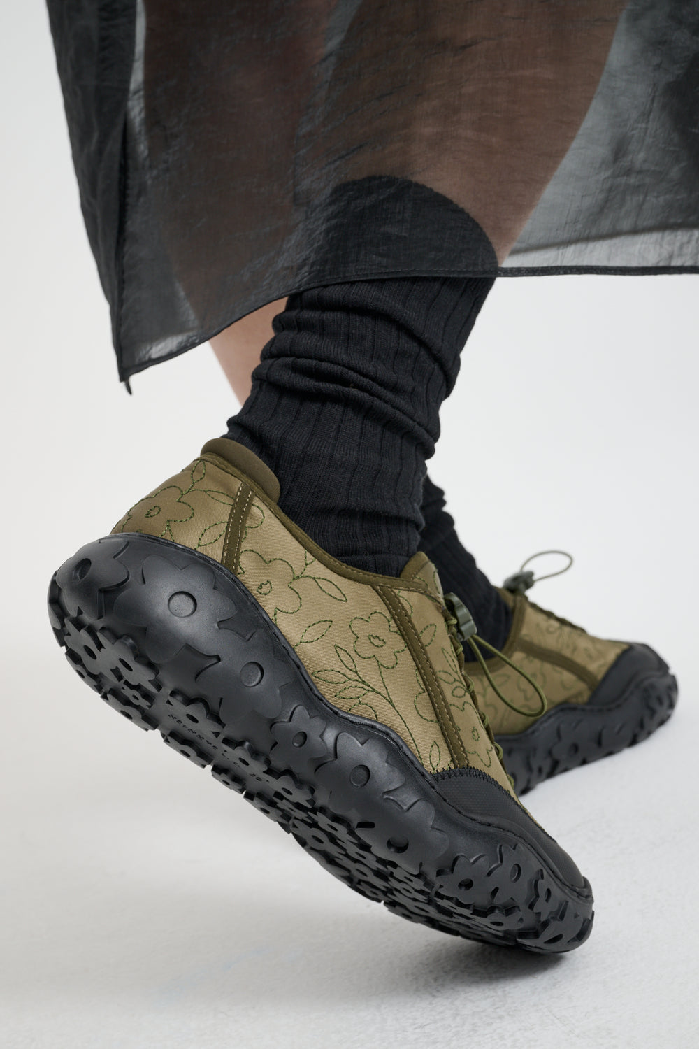 CBALINA | SNEAKERS EMBROIDERED SATIN OLIVE