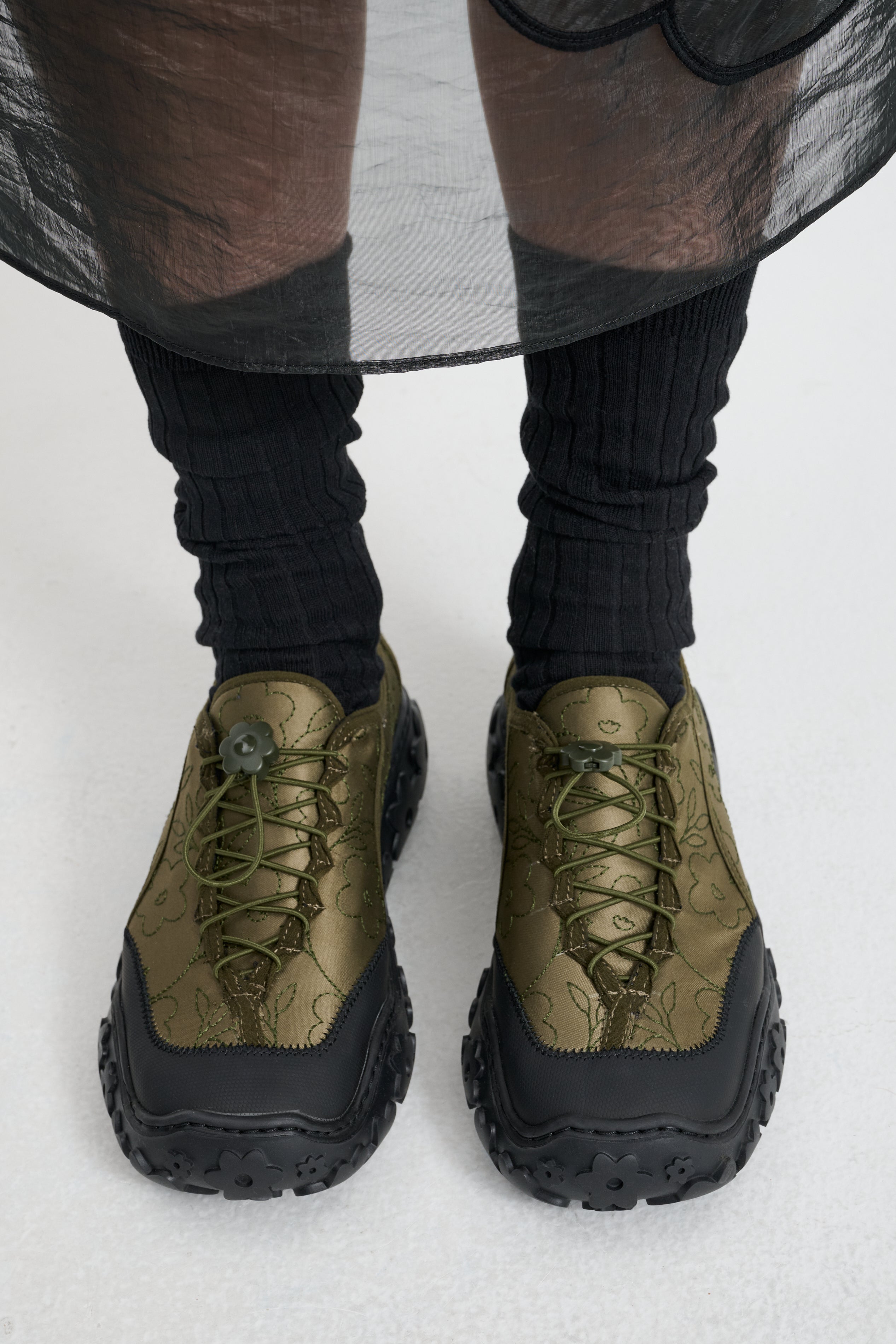 CBALINA | SNEAKERS EMBROIDERED SATIN OLIVE