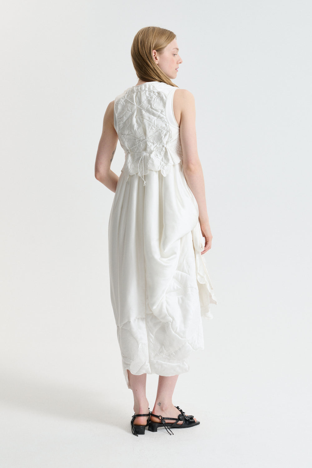 DORTHE | DRESS WADDED SILK SATIN WHITE - LOOK 26