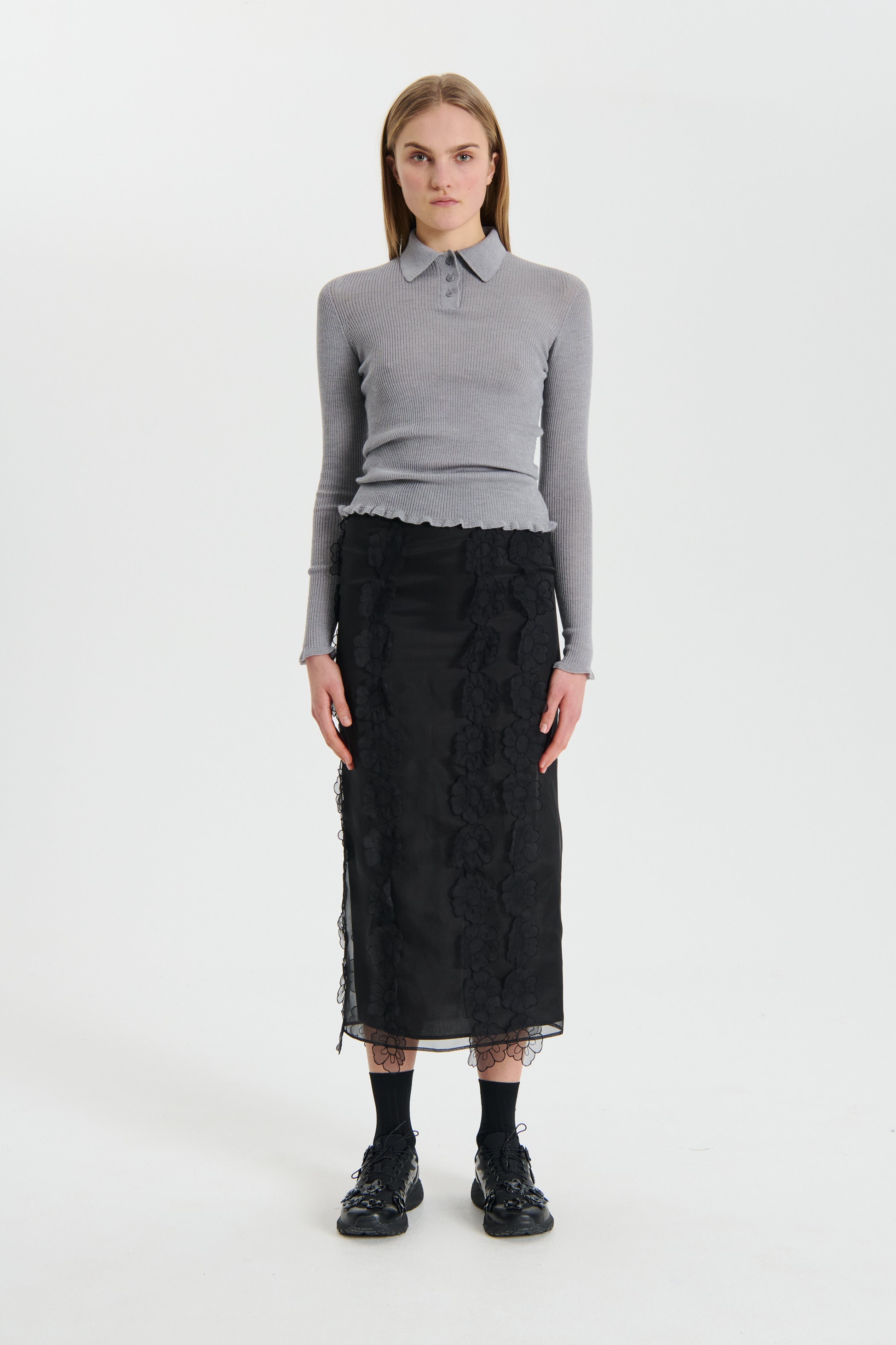 ODA | TOP LIGHTWEIGHT KNIT GREY MELANGE