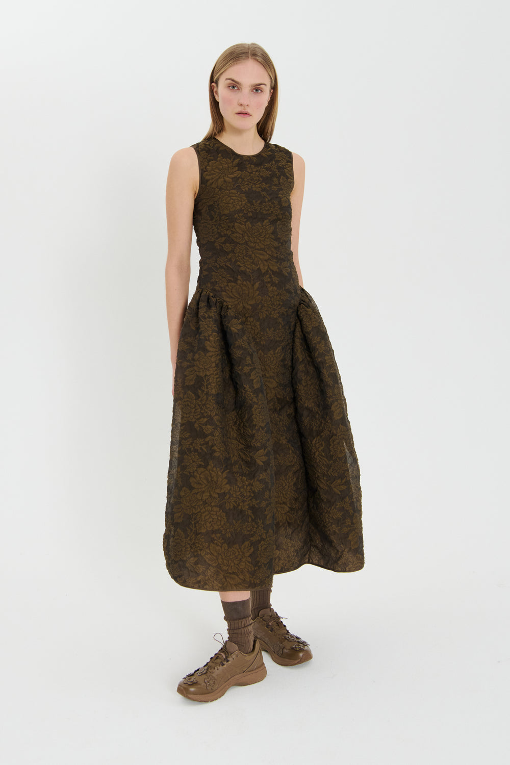 GINE | DRESS POSY MATELASSÉ BROWN