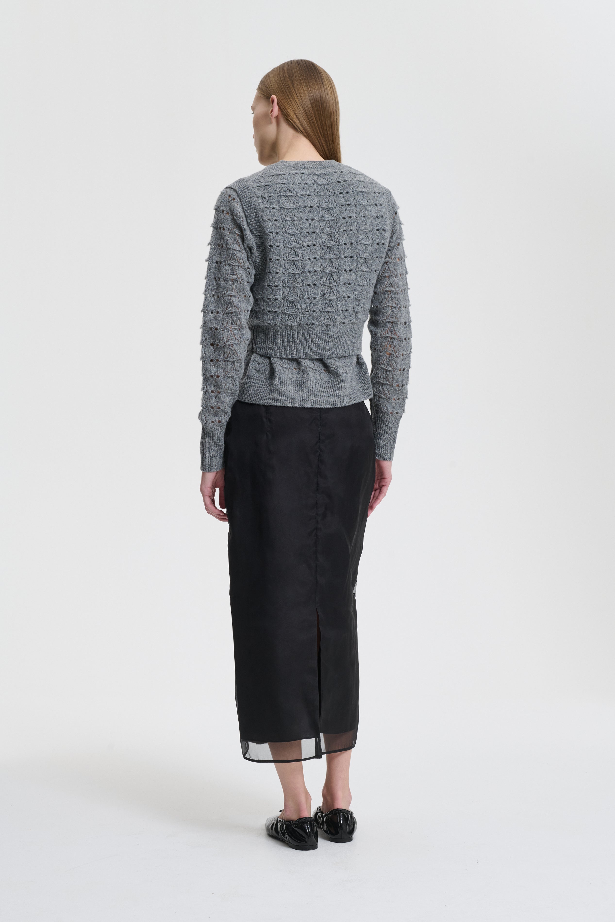 BIDANE | PULLOVER HERITAGE LACE KNIT LIGHT GREY