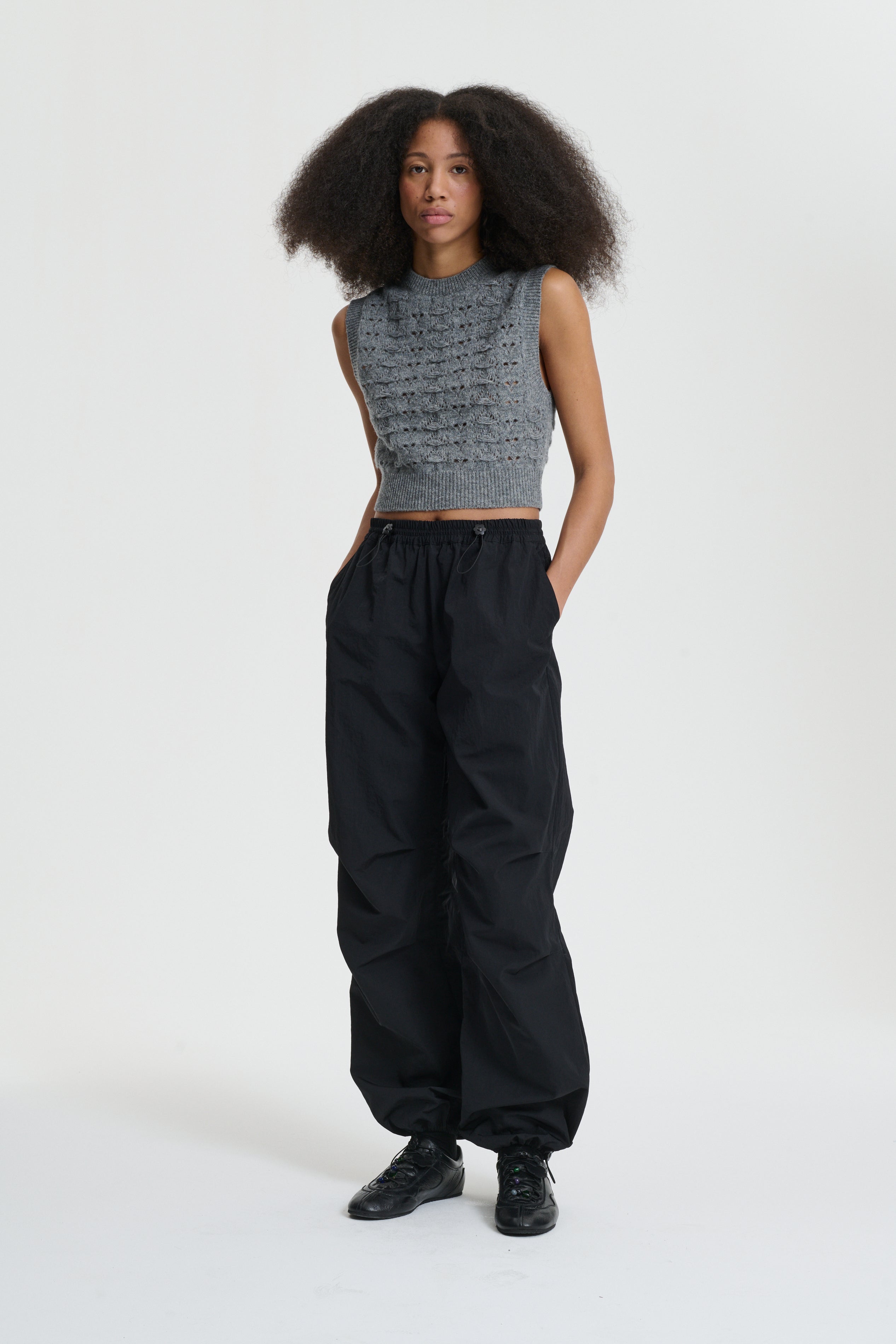 BRISA | VEST HERITAGE LACE KNIT LIGHT GREY