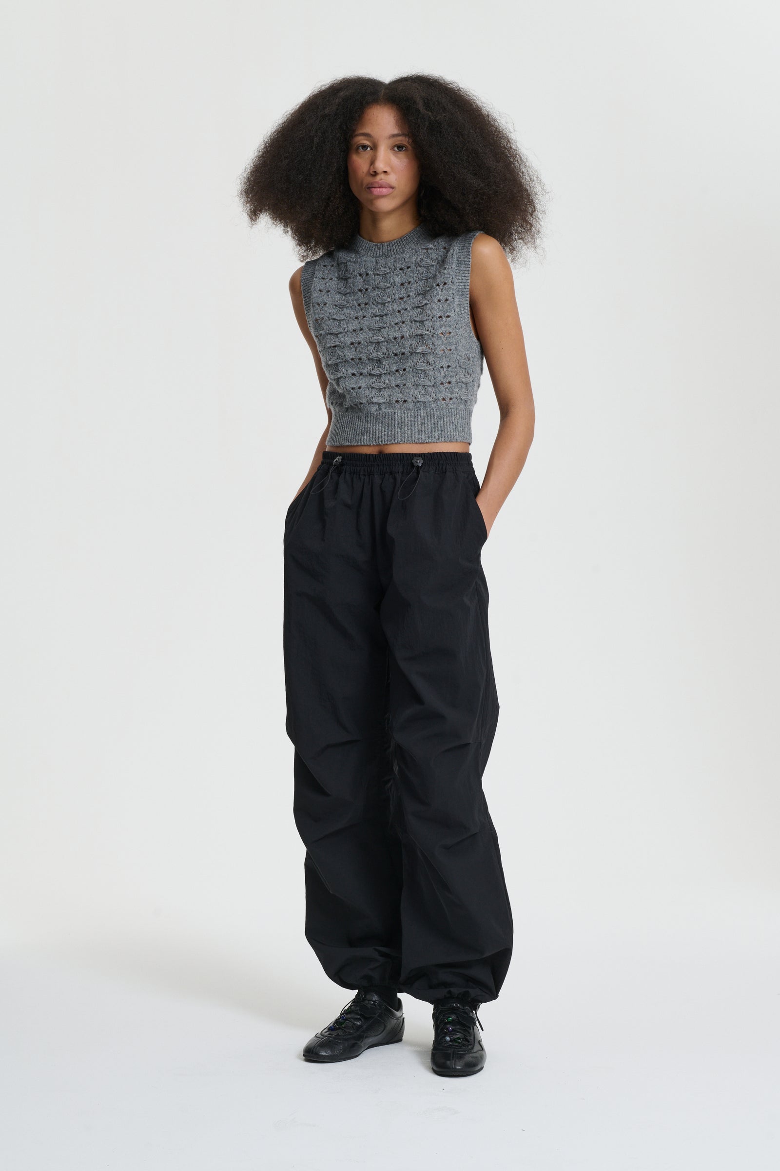 BRISA | VEST HERITAGE LACE KNIT LIGHT GREY