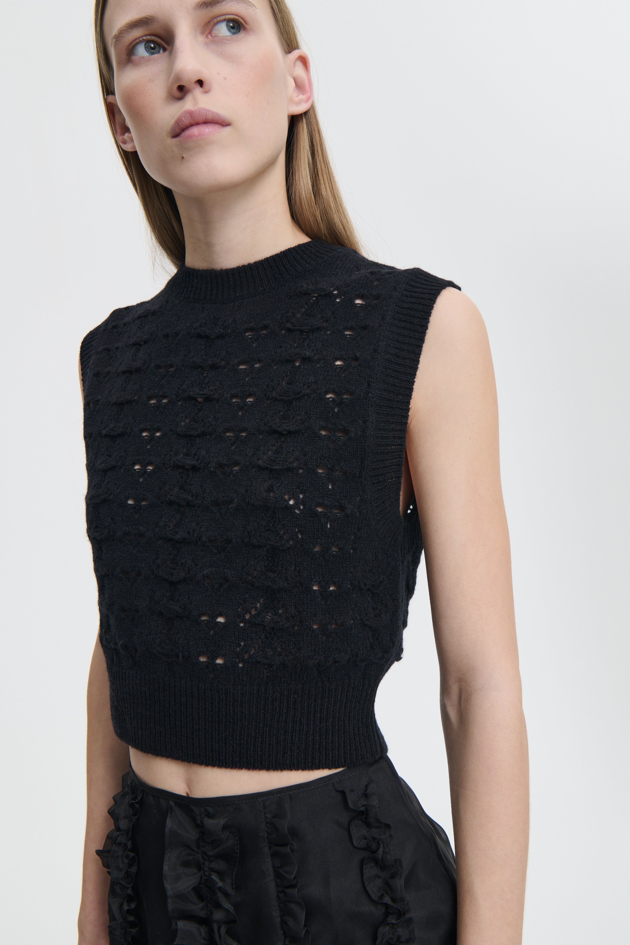 BRISA | VEST HERITAGE LACE KNIT BLACK